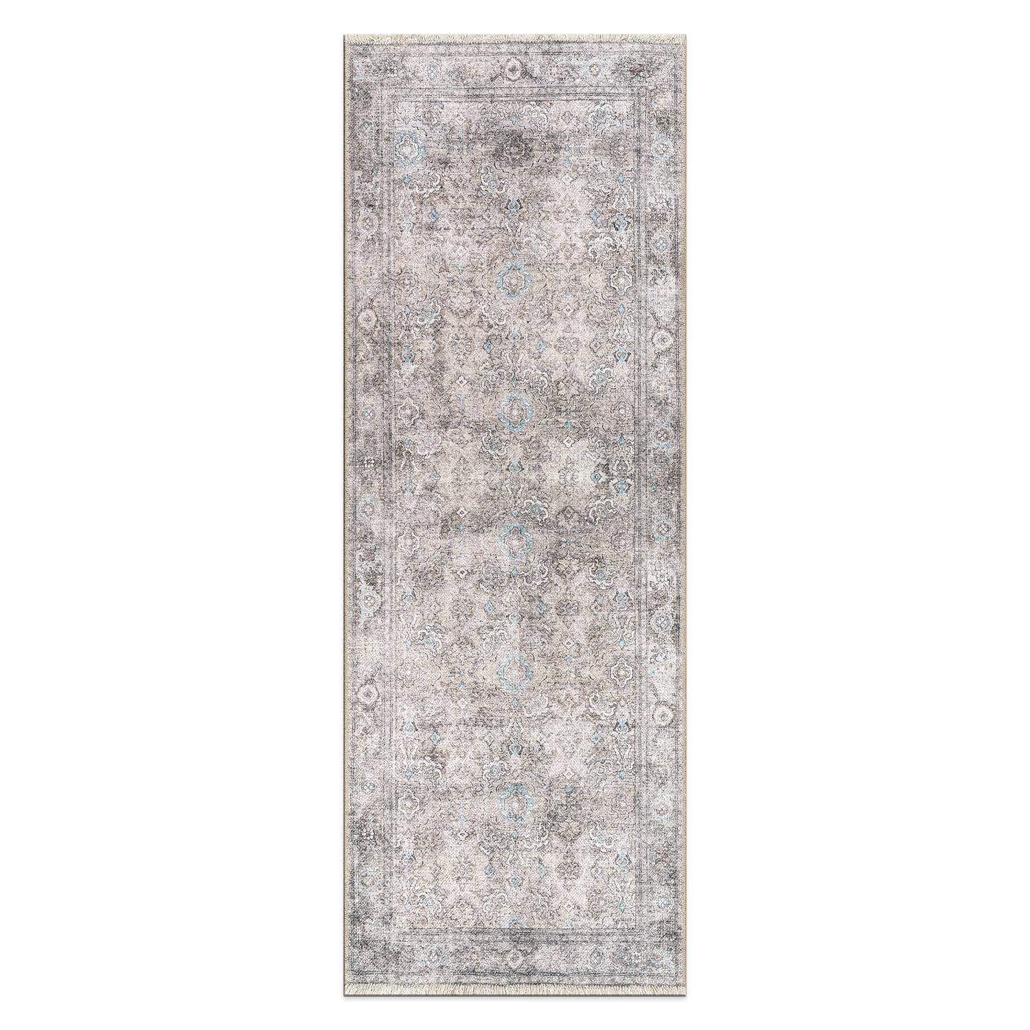 World Rug Gallery Transitional Distressed Vintage Machine Washable Area Rug- OLIVE 2'6"x7'