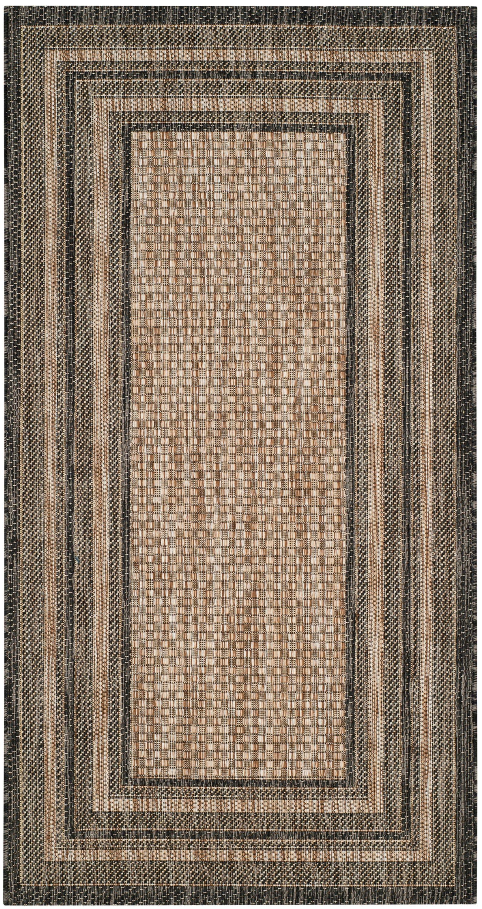 Courtyard CY8475 Power Loomed Indoor and Outdoor Accent Rug - Natural/Black - 2'7"x5' - Safavieh