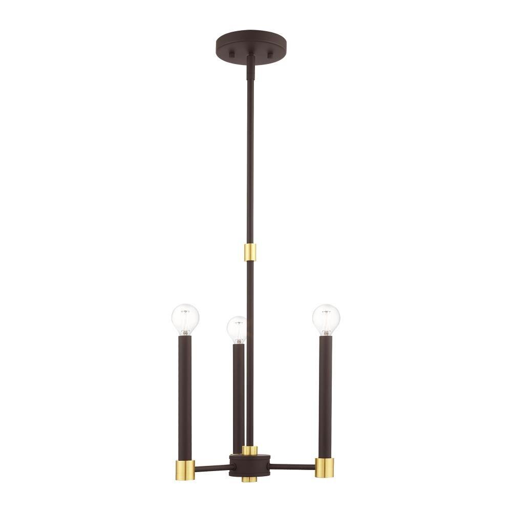 Livex Lighting Karlstad 3 - Light Chandelier in Bronze/Satin Brass
