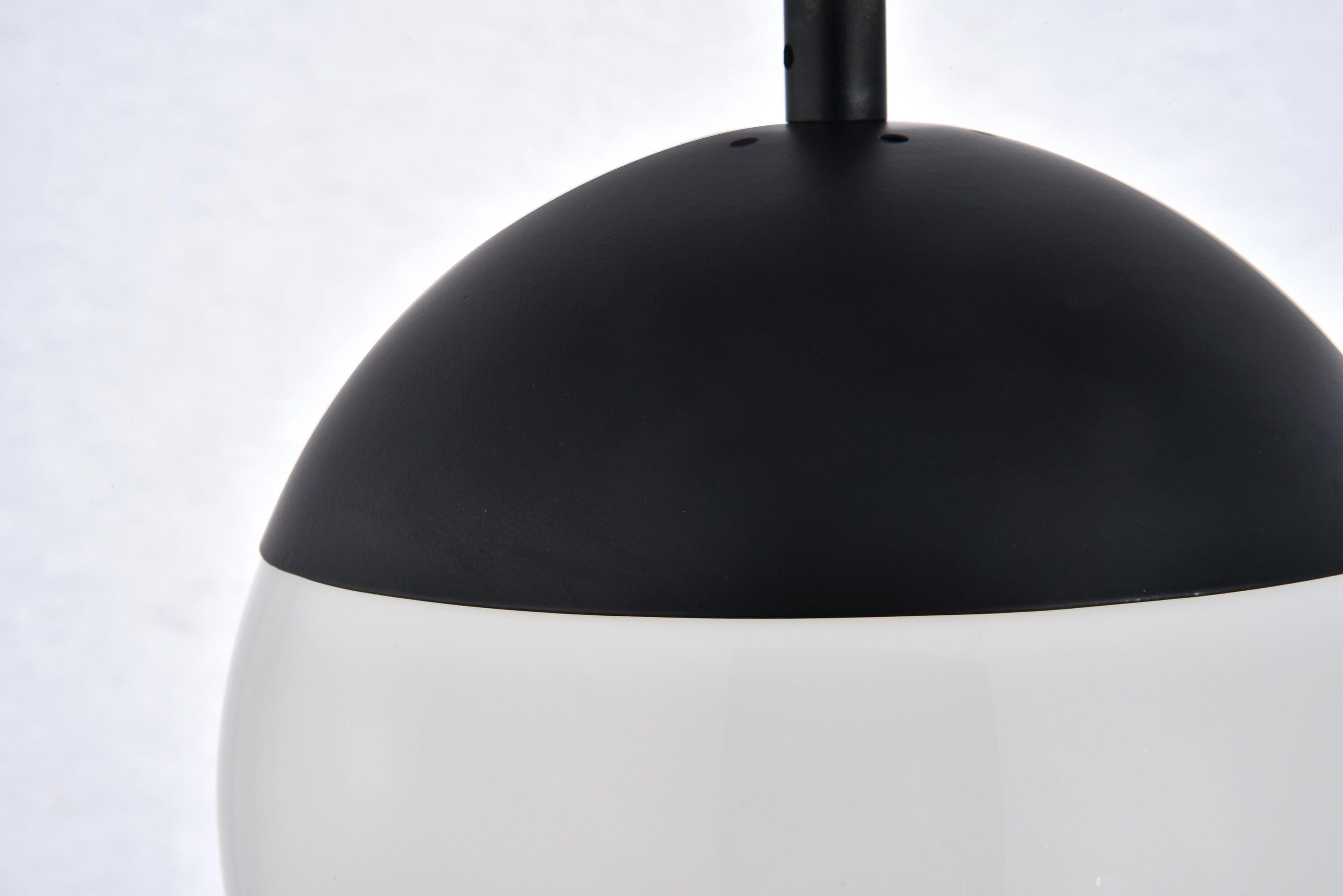 Elegant Lighting Eclipse 1 Light Black plug in pendant With Frosted White Glass