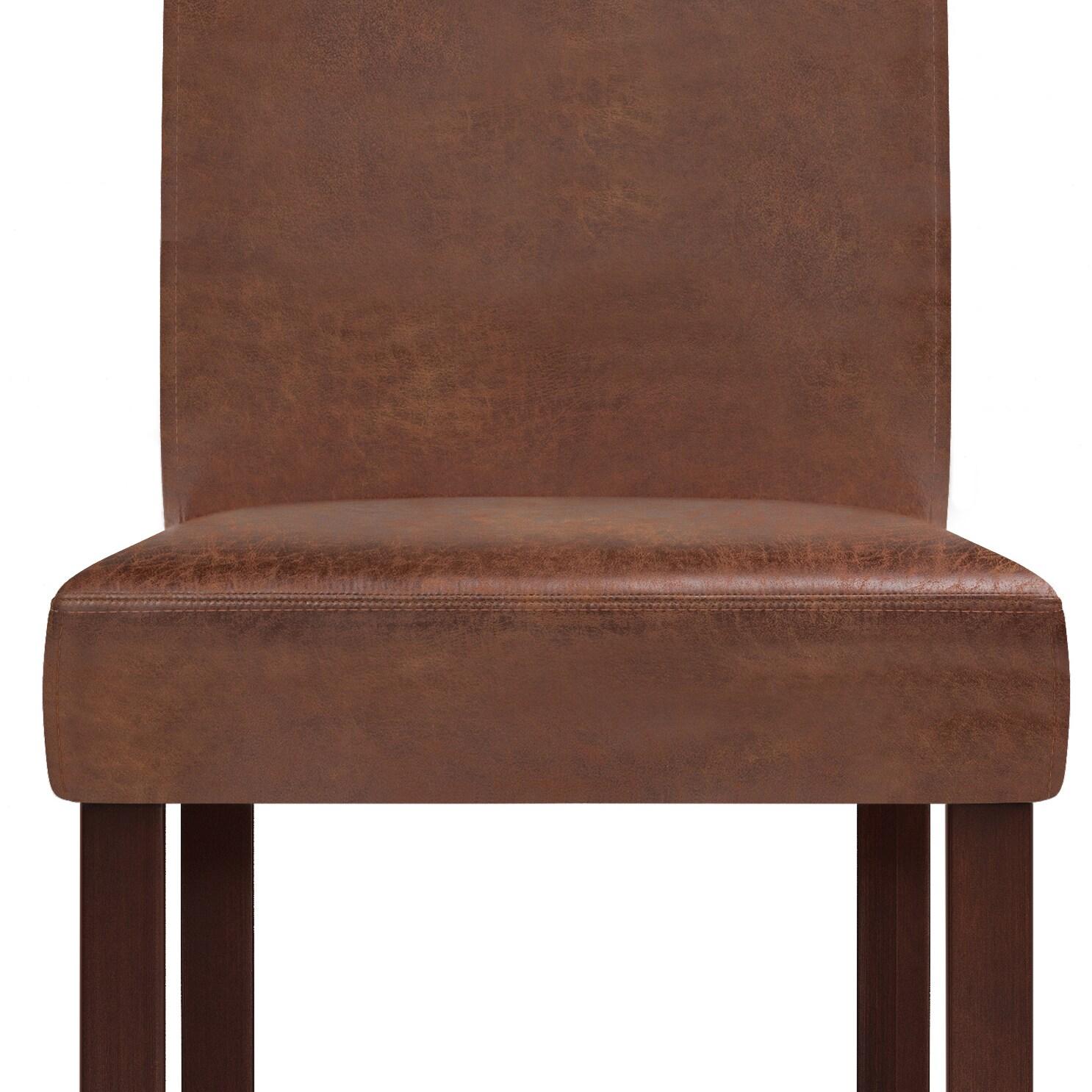 Simpli Home Upholstered Parson Dining Chair with Tufted Backrest and Solid Wood Frame
