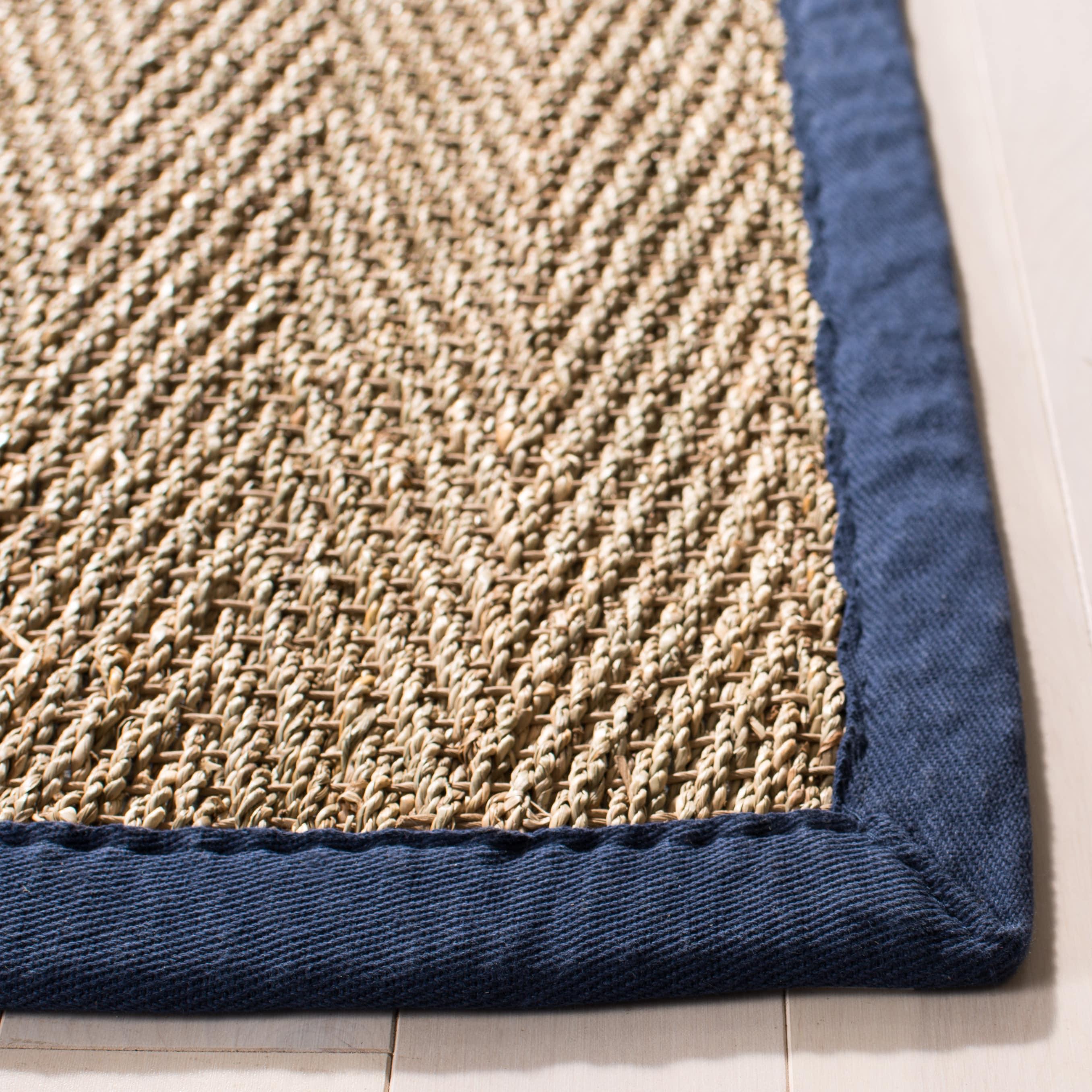 Natural Fiber NF115 Power Loomed Indoor Runner Rug - Natural/Blue - 2'6"x12' - Safavieh.