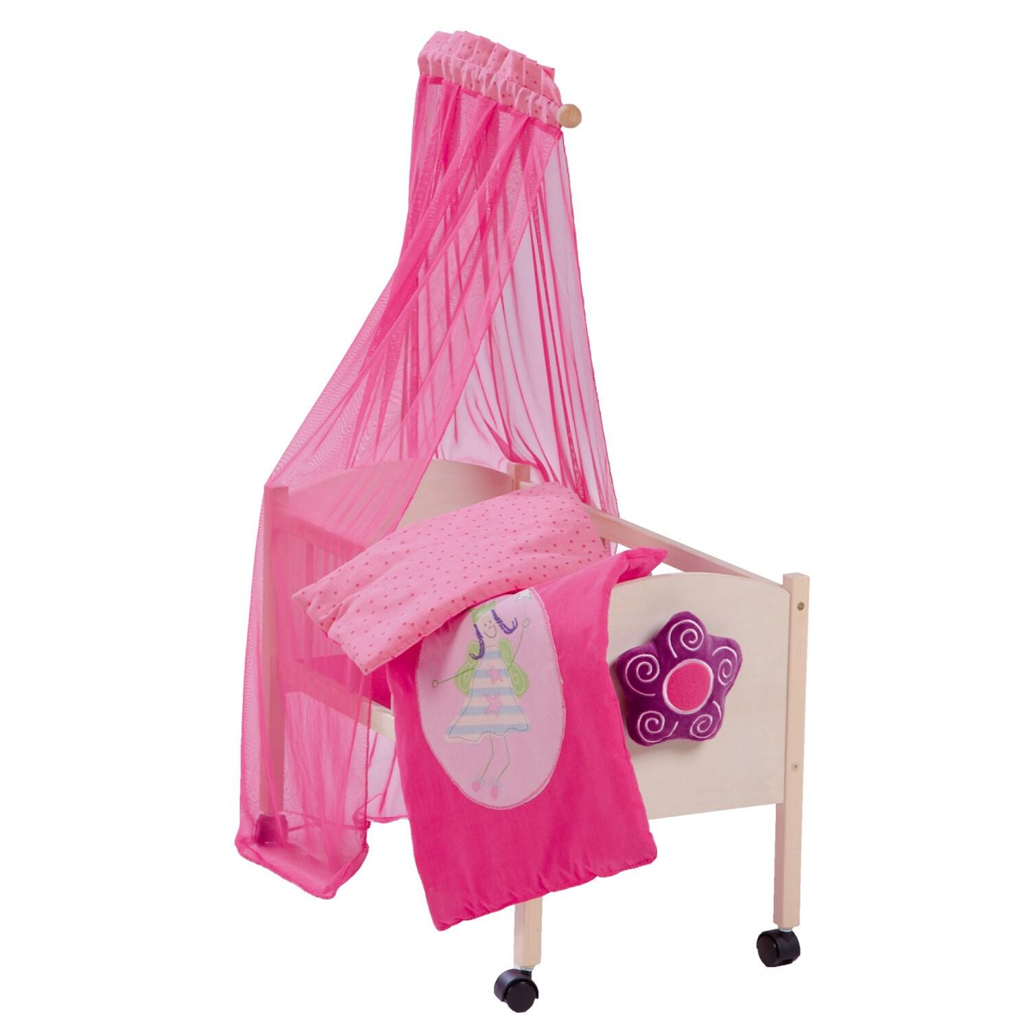 Roba Happy Fee Doll Canopy Bed Set, Pink