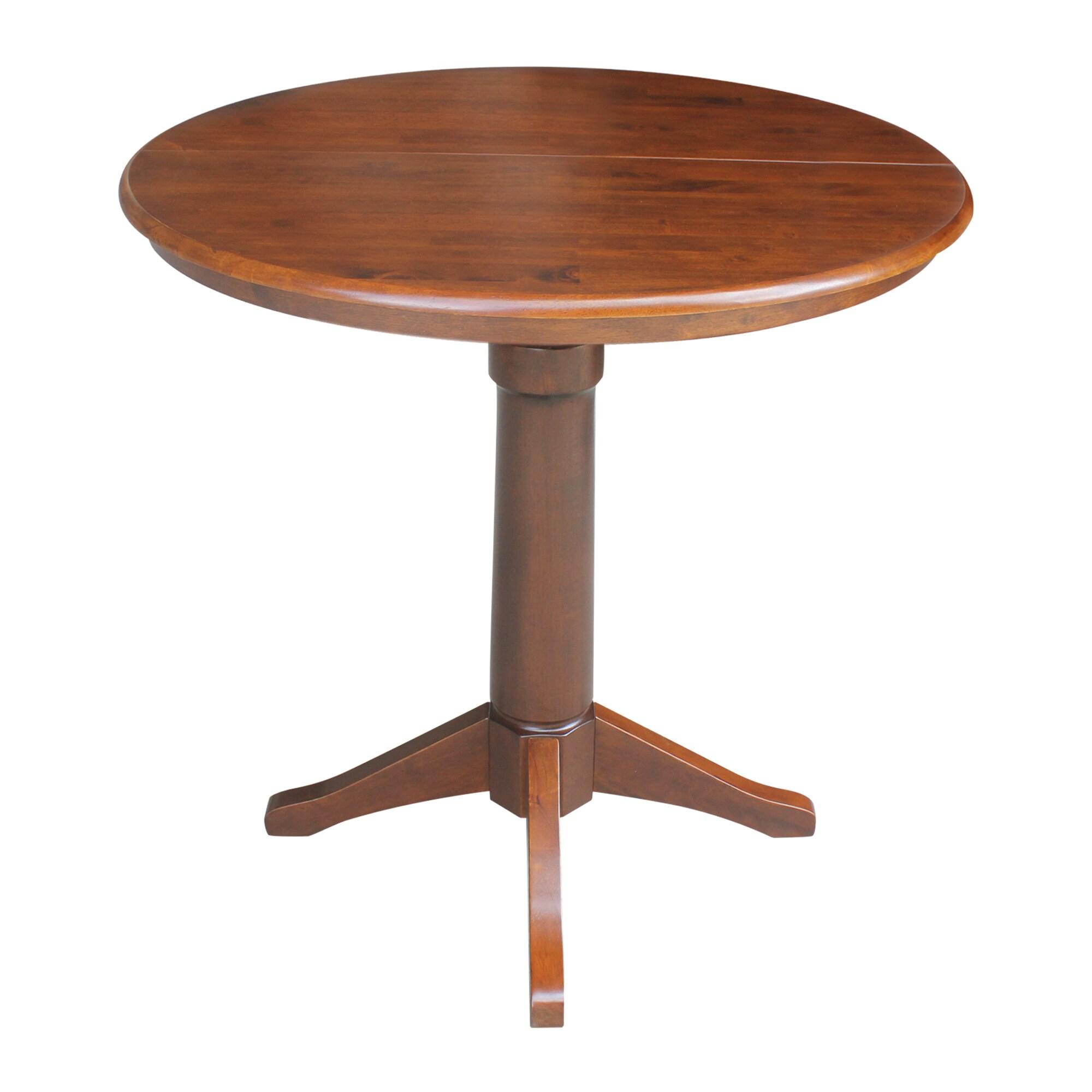 International Concepts 36" Magnolia Round Top Counter Height Dining Table with 12" Leaf Espresso: Hardwood Pedestal Base, Seats 4