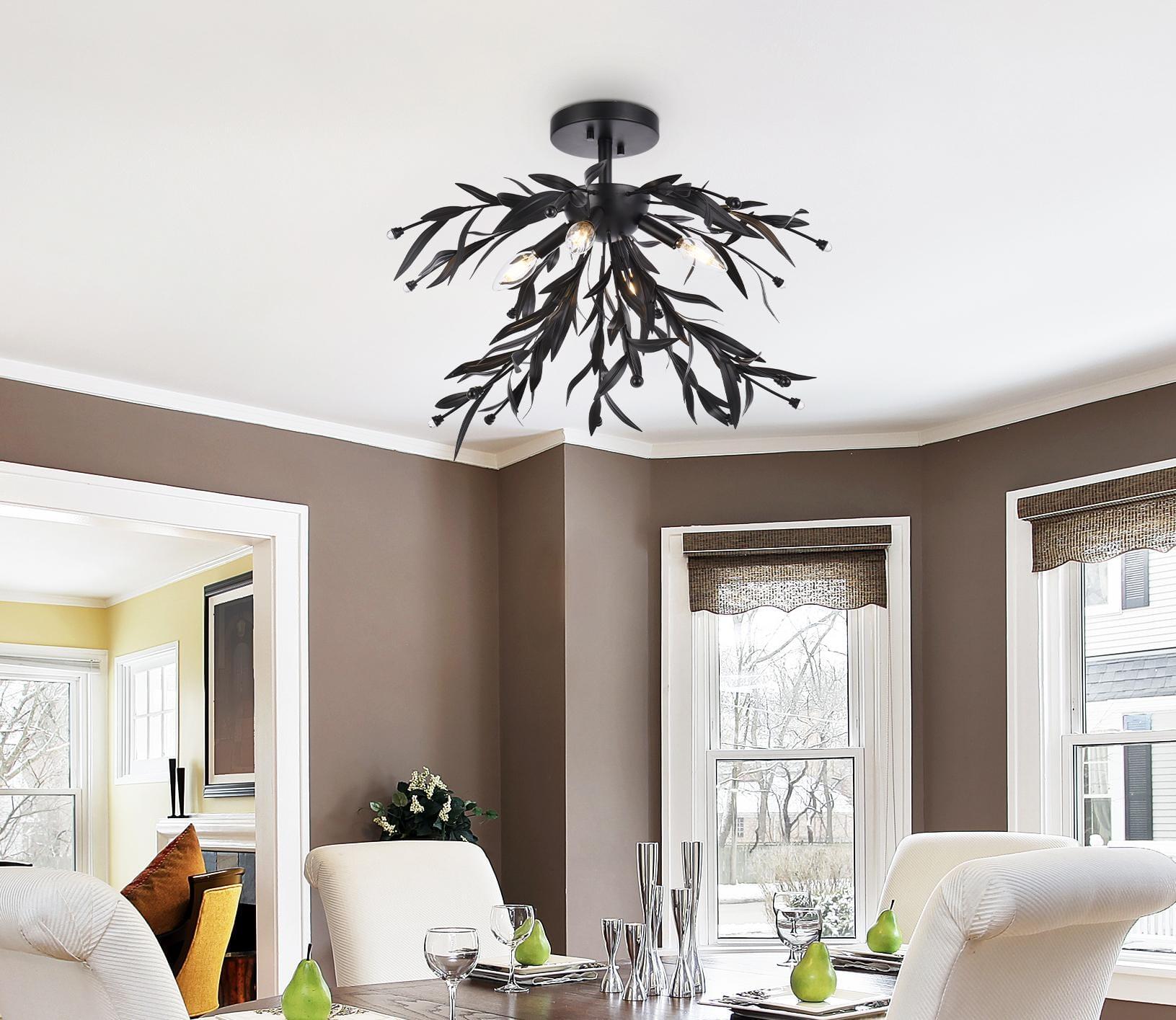 Elegant Lighting Priscilla 23 inch flush mount in black