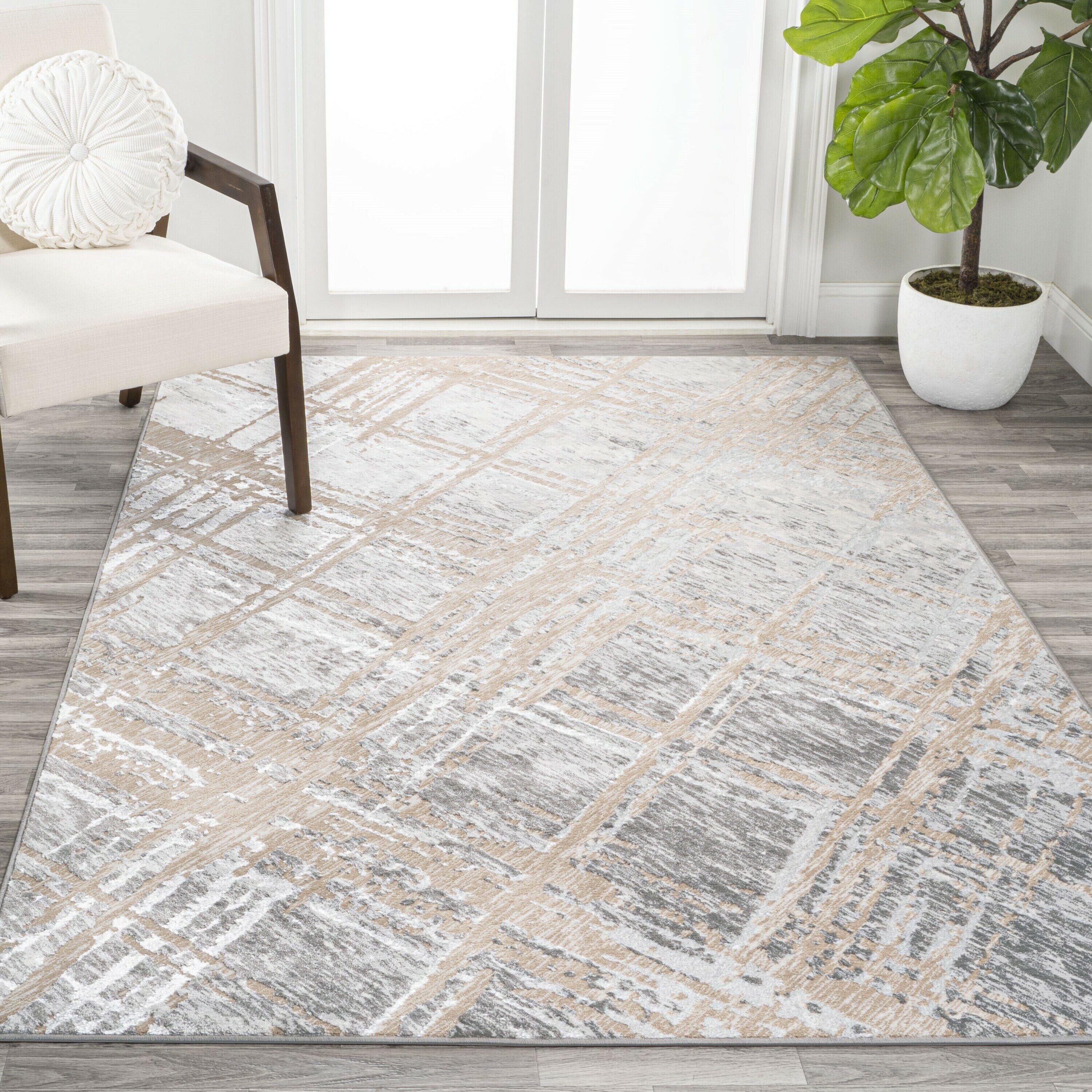 JONATHAN Y Slant Modern Abstract Beige/Gray 5 ft. x 8 ft. Area Rug