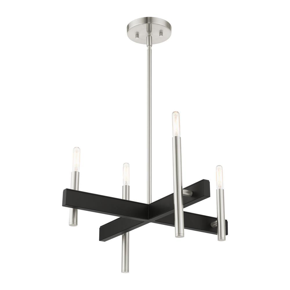 Scandinavian Skyline Mini 4-Light Brushed Nickel Candle Chandelier