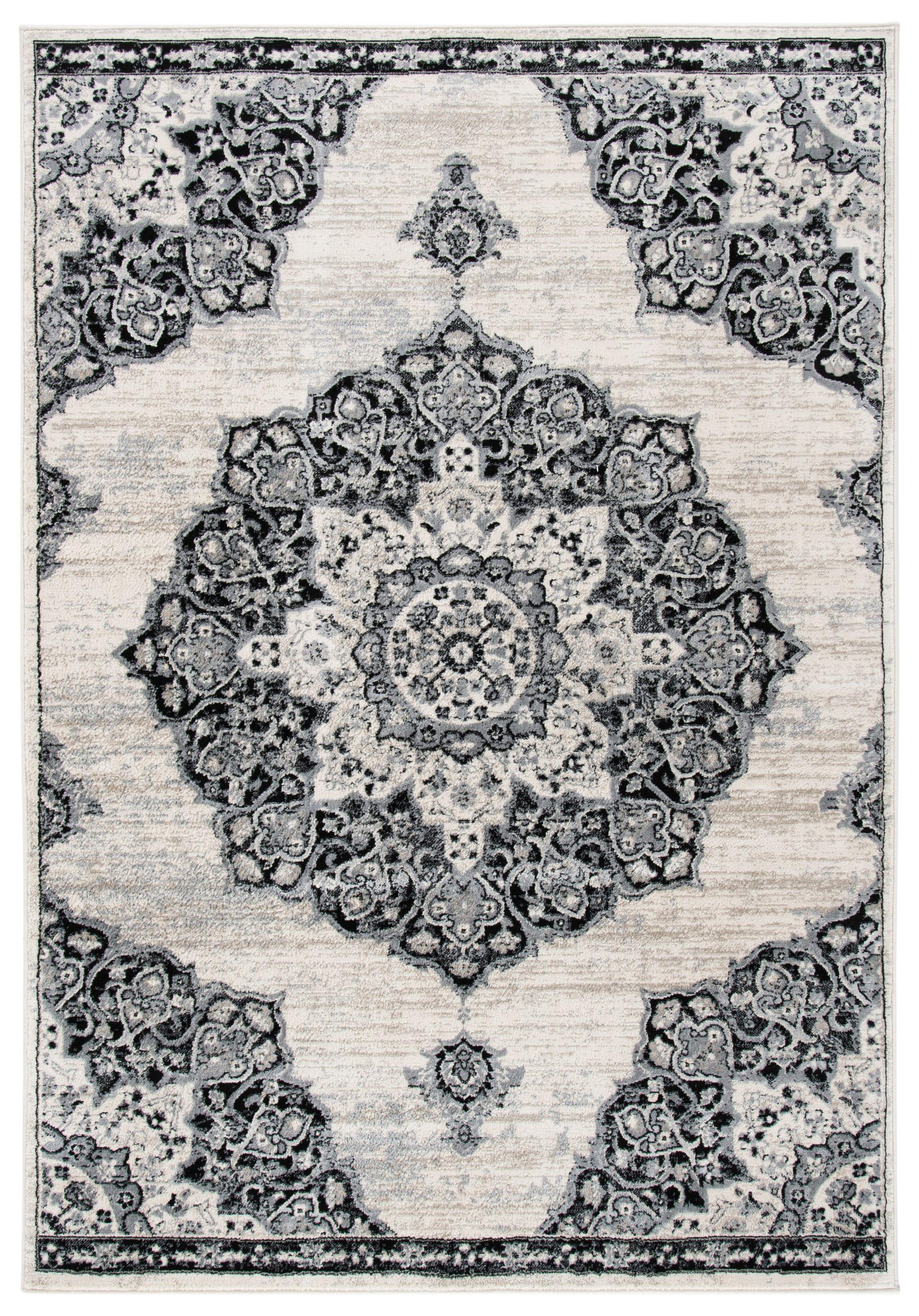 SAFAVIEH Brentwood Dimitri Floral Bordered Area Rug, 9' x 12', Ivory/Black