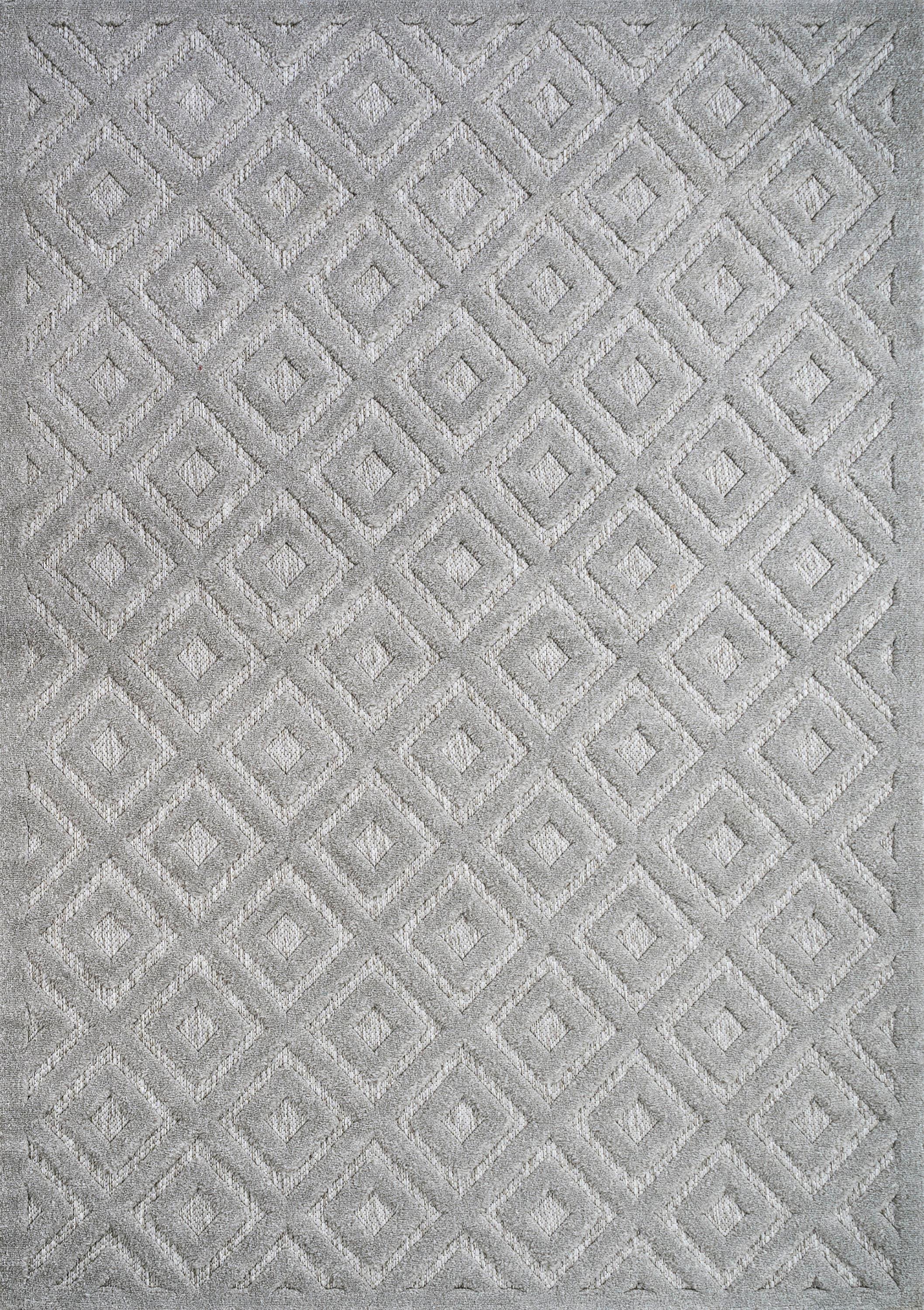 3'x5' Portmany Neutral Diamond Trellis Indoor/Outdoor Area Rug, Light Gray - JONATHAN Y