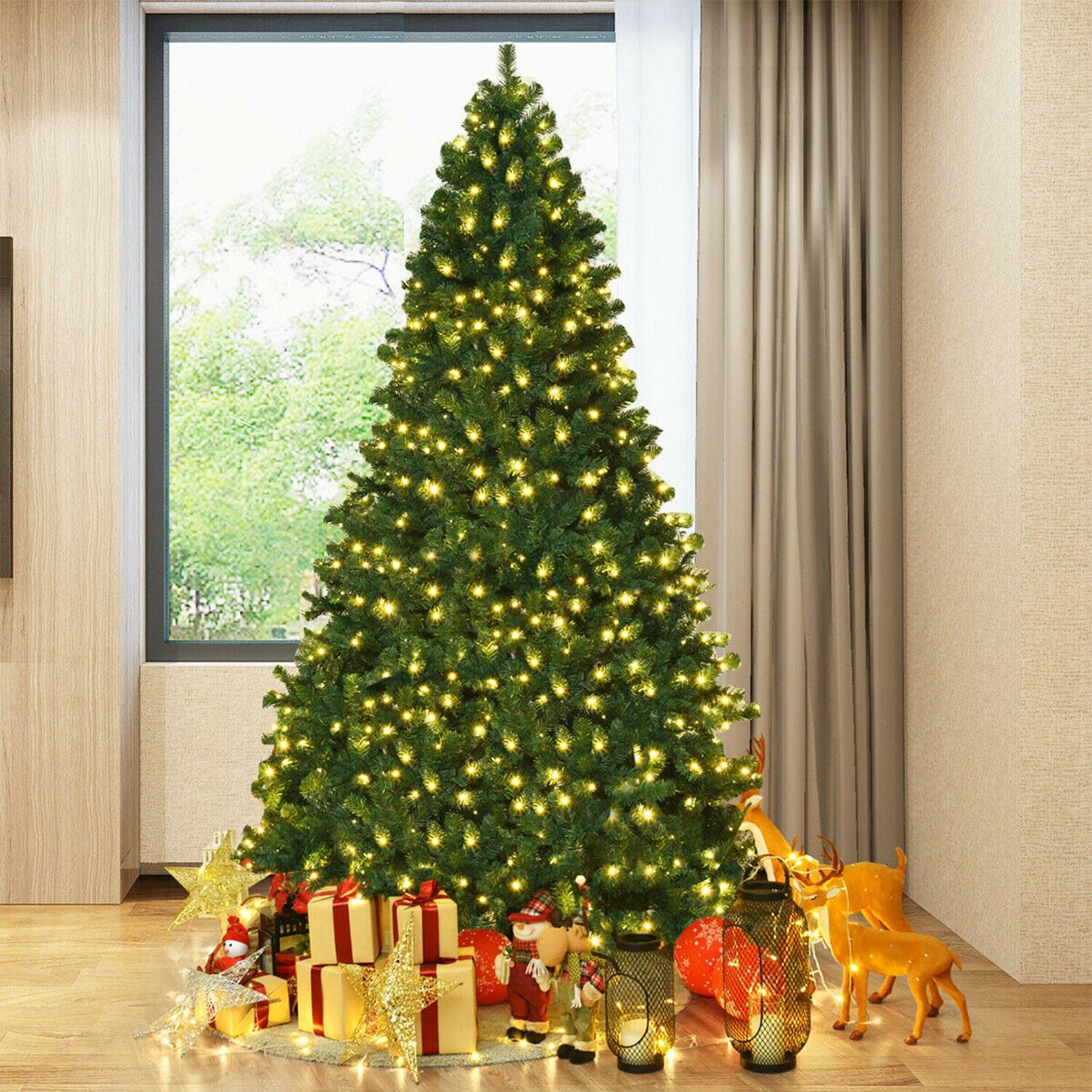 8FT Pre lit Christmas Tree, Bringstar Artificial Trees 1460 Premium PVC Branches, 500 Lights, Hinged