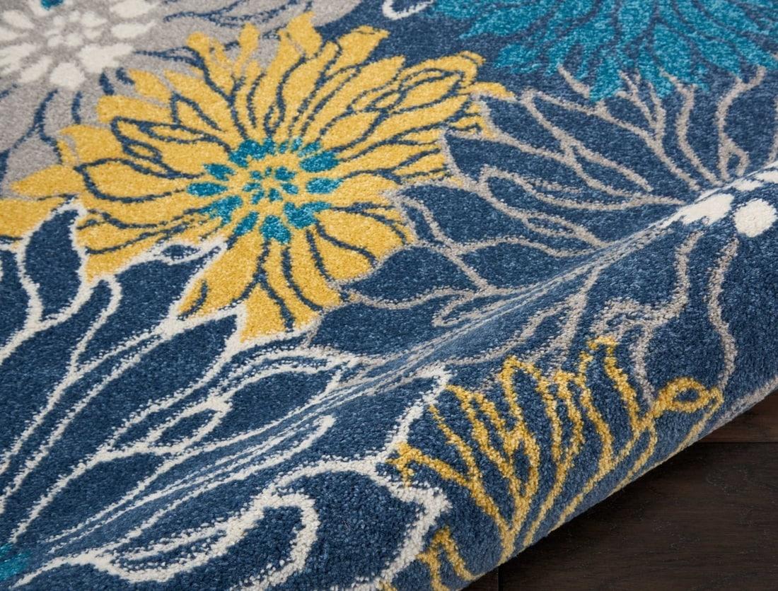 4â€™ x 6â€™ Blue Tropical Flower Area Rug