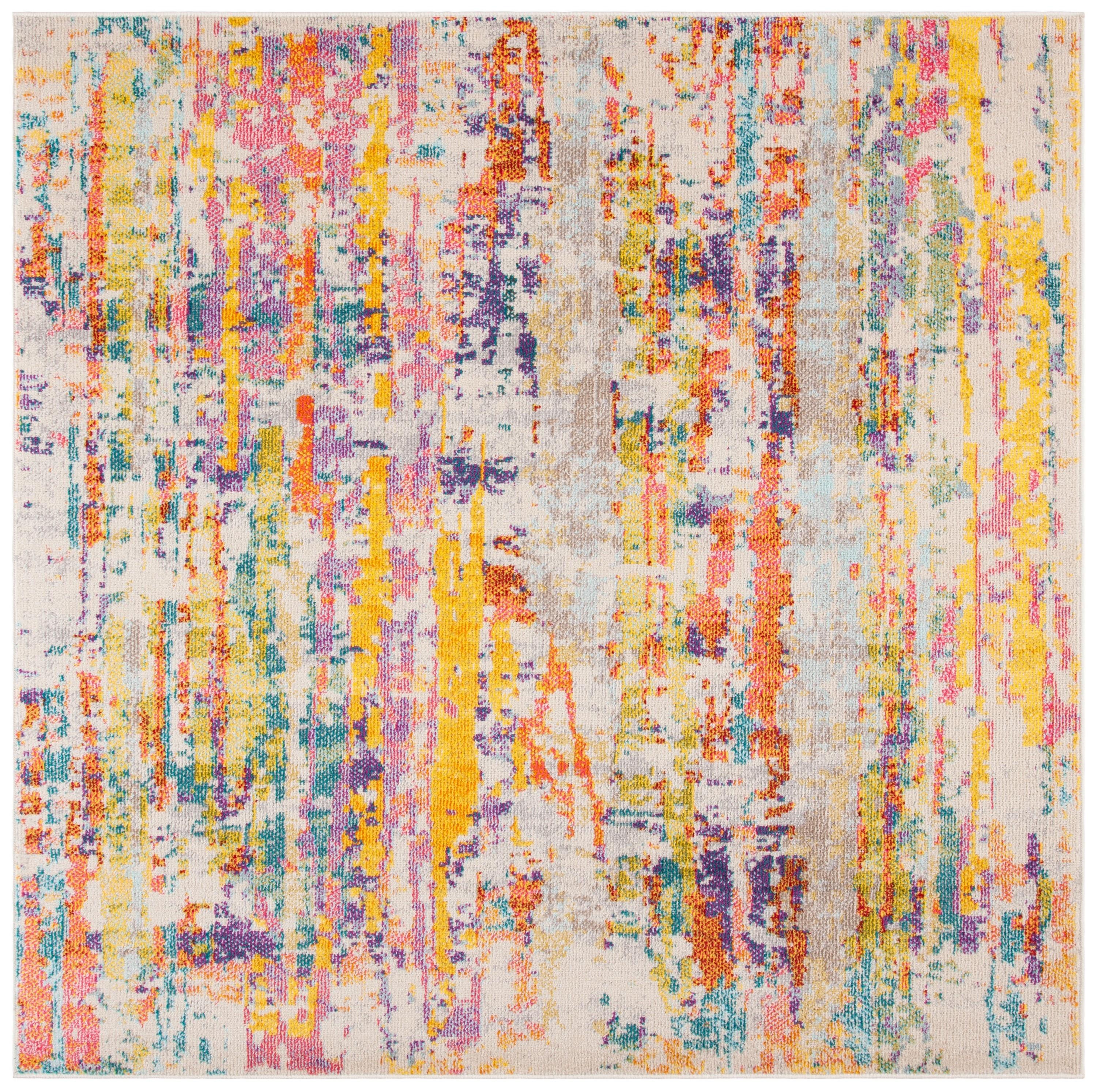 Madison MAD260 Power Loomed Area Rug - Beige/Yellow - 6'7"x6'7" - Safavieh.