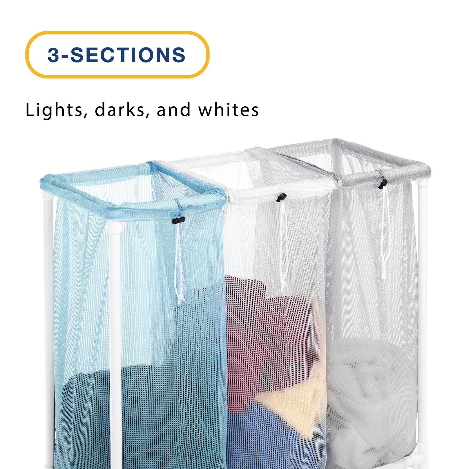 Whitmor Triple Mesh Bag Laundry Sorter, Clear and Blue, Adult