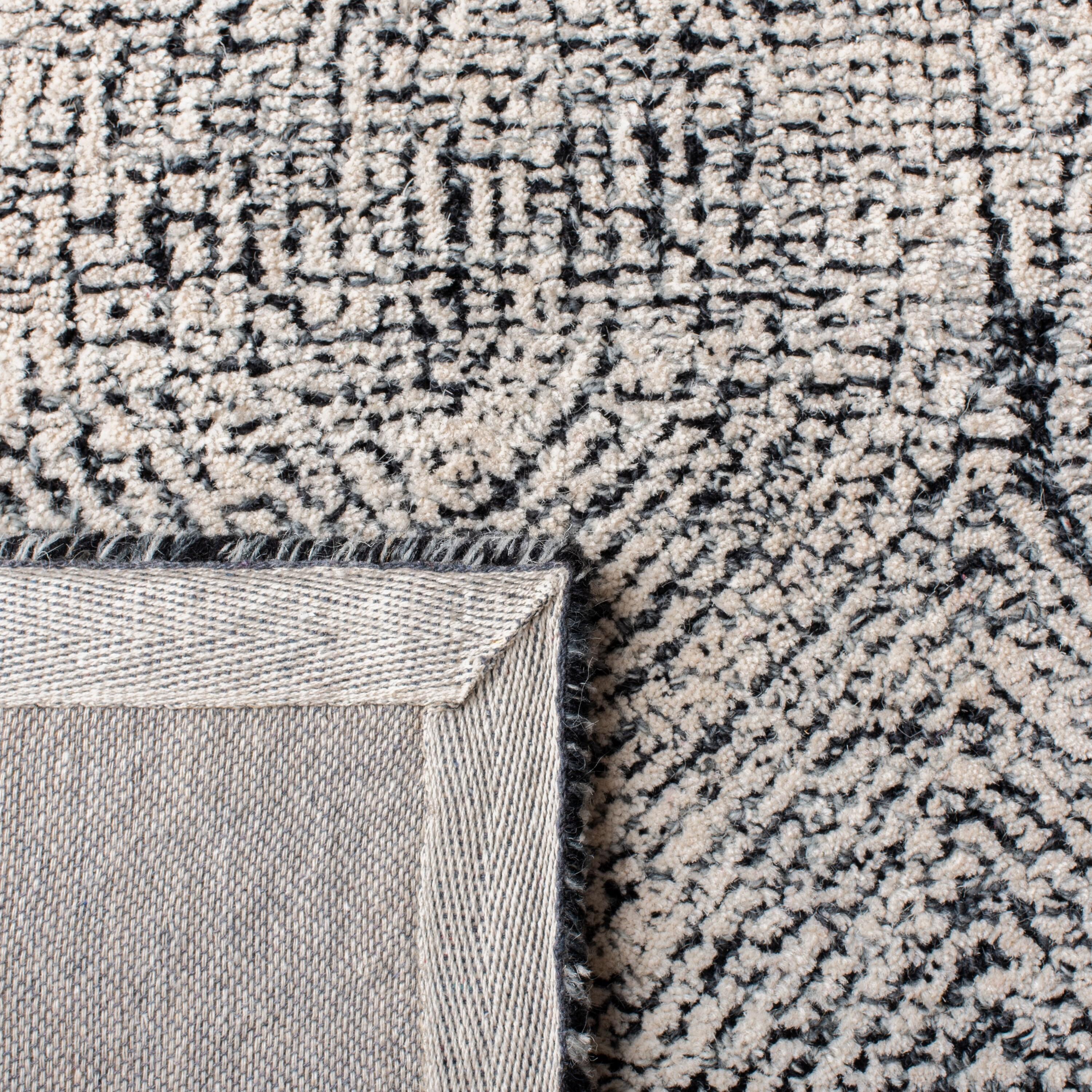 Ivory and Charcoal Abstract Handmade Wool Area Rug