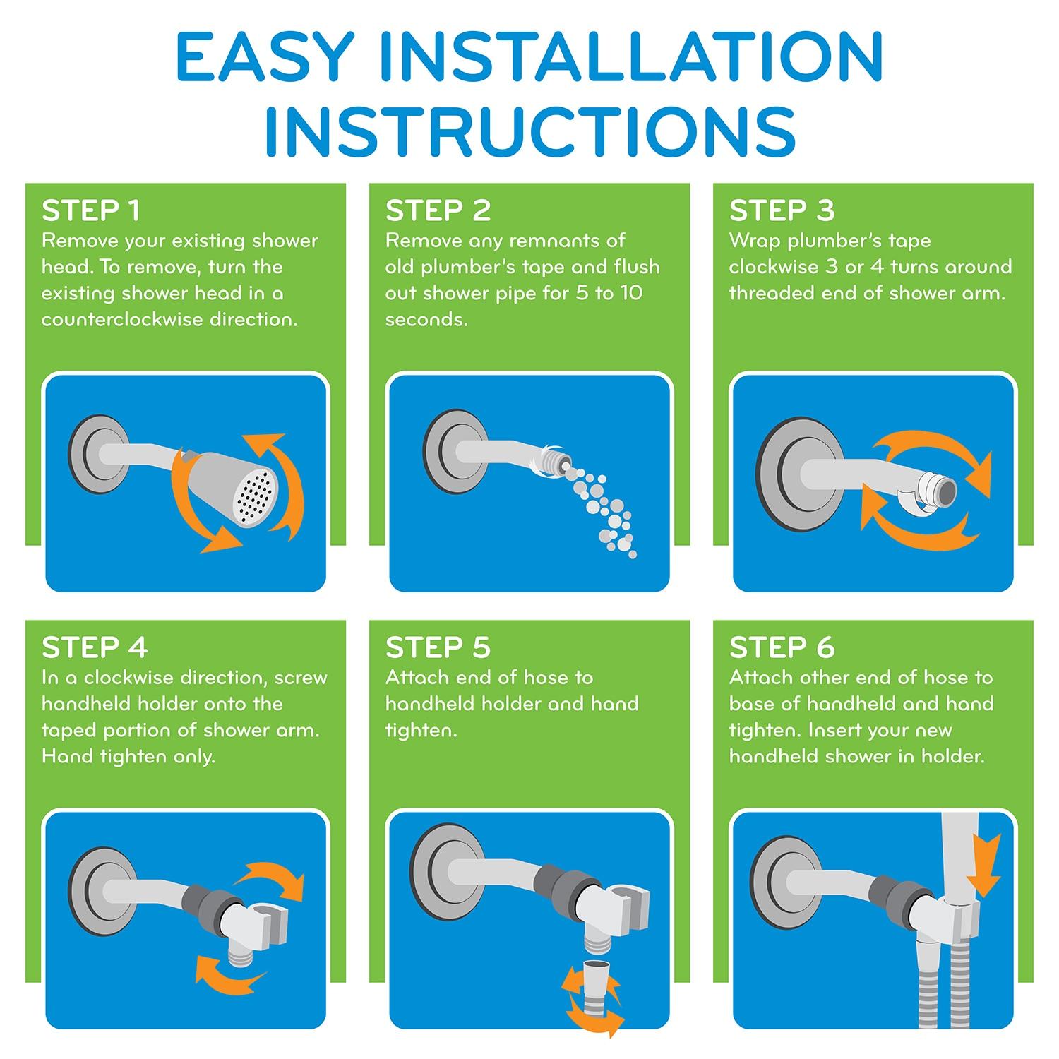 Brushed Nickel 3-Setting Handheld Showerhead with Pulse and Rain