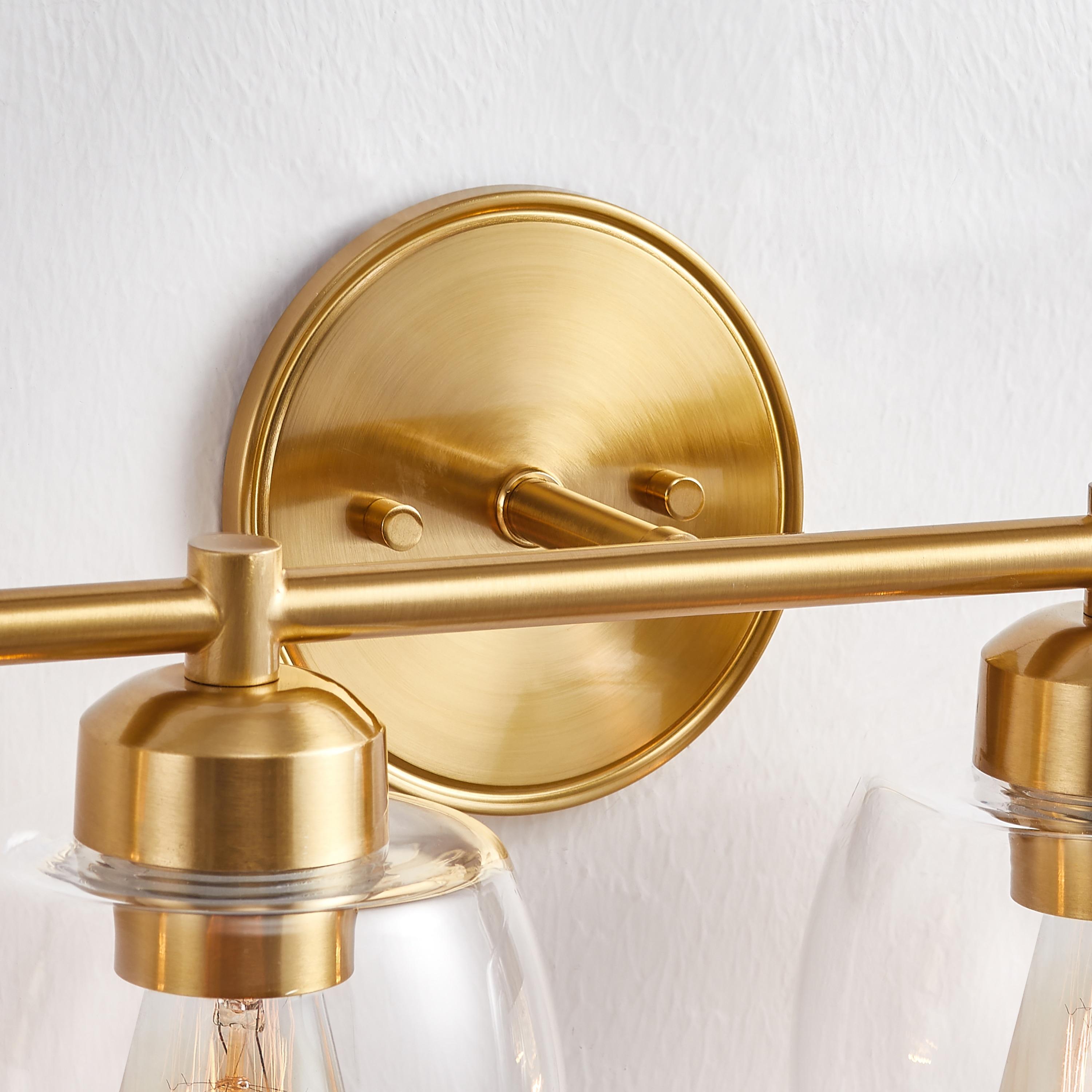 KAWOTI 4-Light Bathroom Light Fixtures, Antique Brass Vanity Wall Lamps over Mirror Bedroom Living Room Hallway
