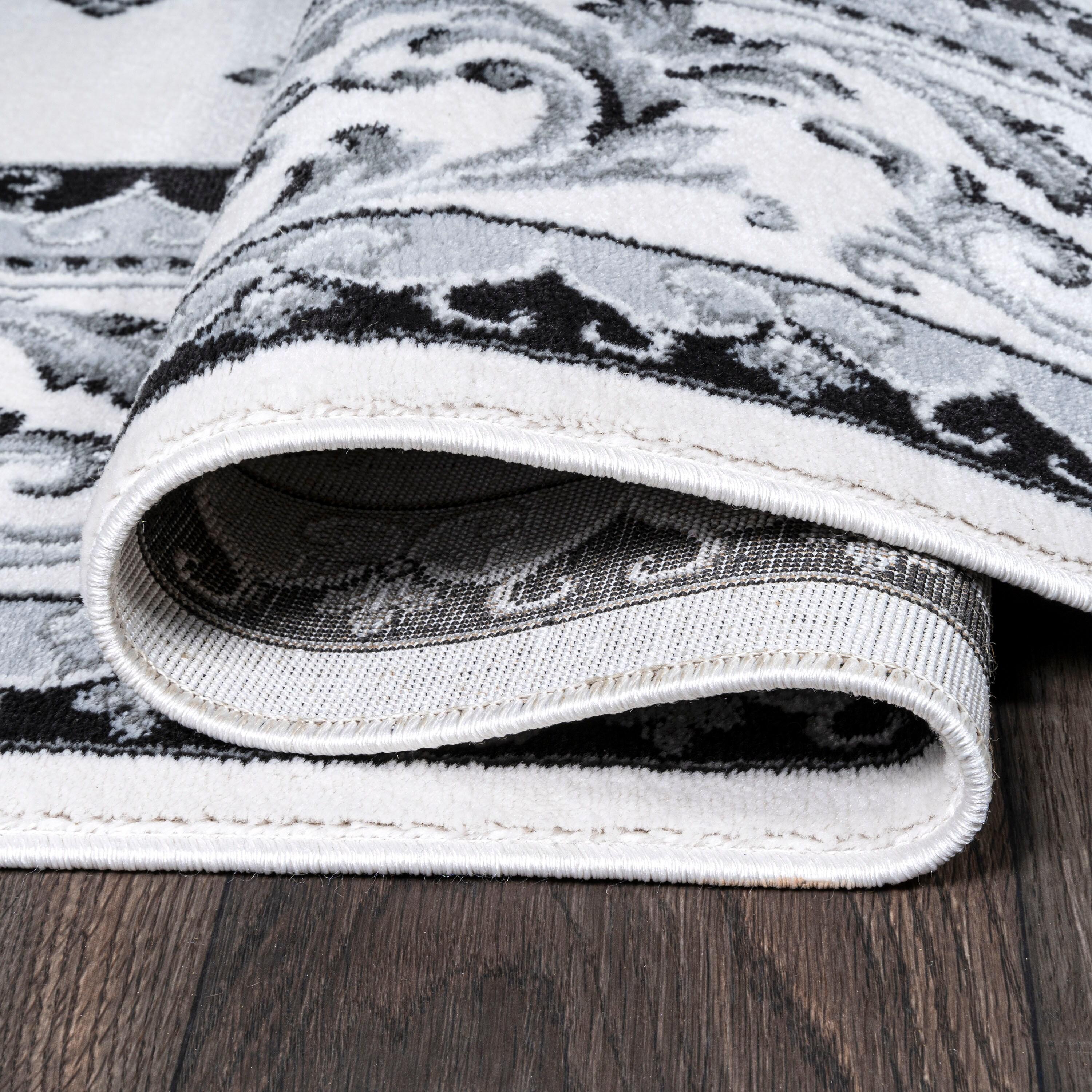 3'x5' Acanthus French Border Area Rug, Cream/Light Gray - JONATHAN Y