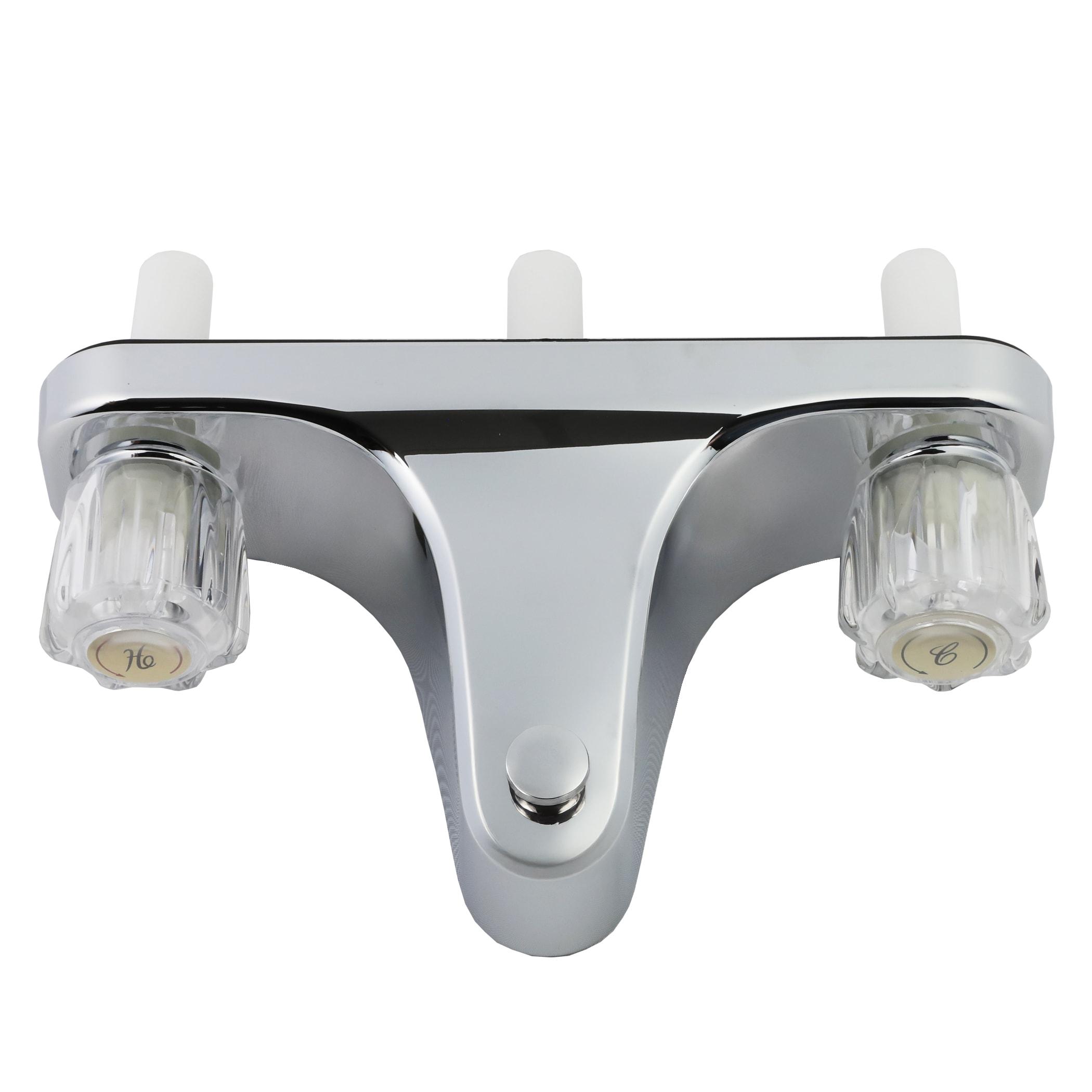 Danco Mobile Home RV Tub Shower Center-Set Faucet, 8 inch, 2-Handle, Chrome with Clear Acrylic Handles (33156X)