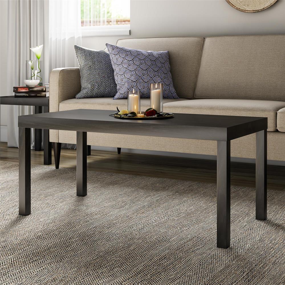 Parsons Black Oak Rectangular Coffee Table with Metal Frame