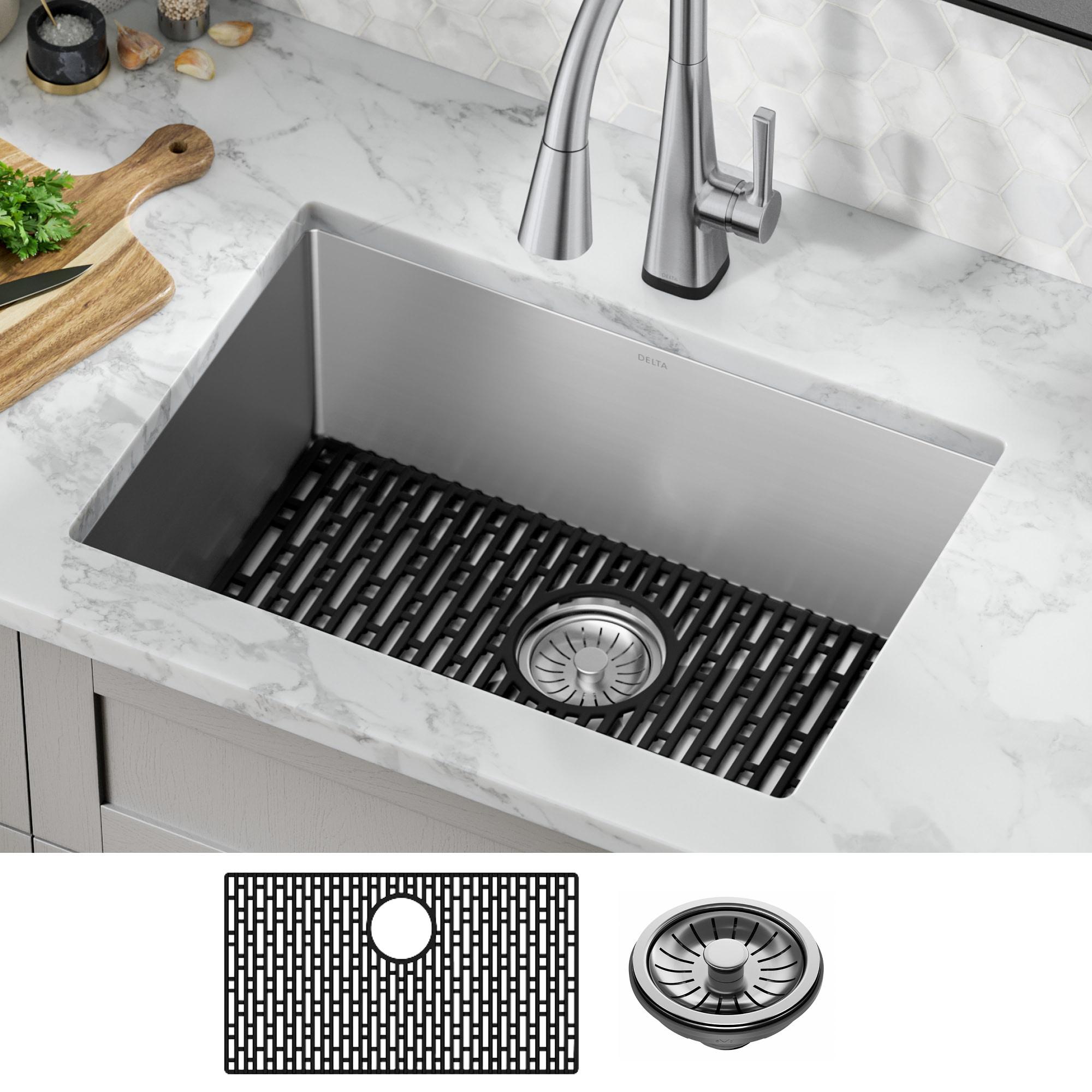 Delta Lenta™ Undermount 16 Gauge Stainless Steel Single Bowl Kitchen Sink with Accessories