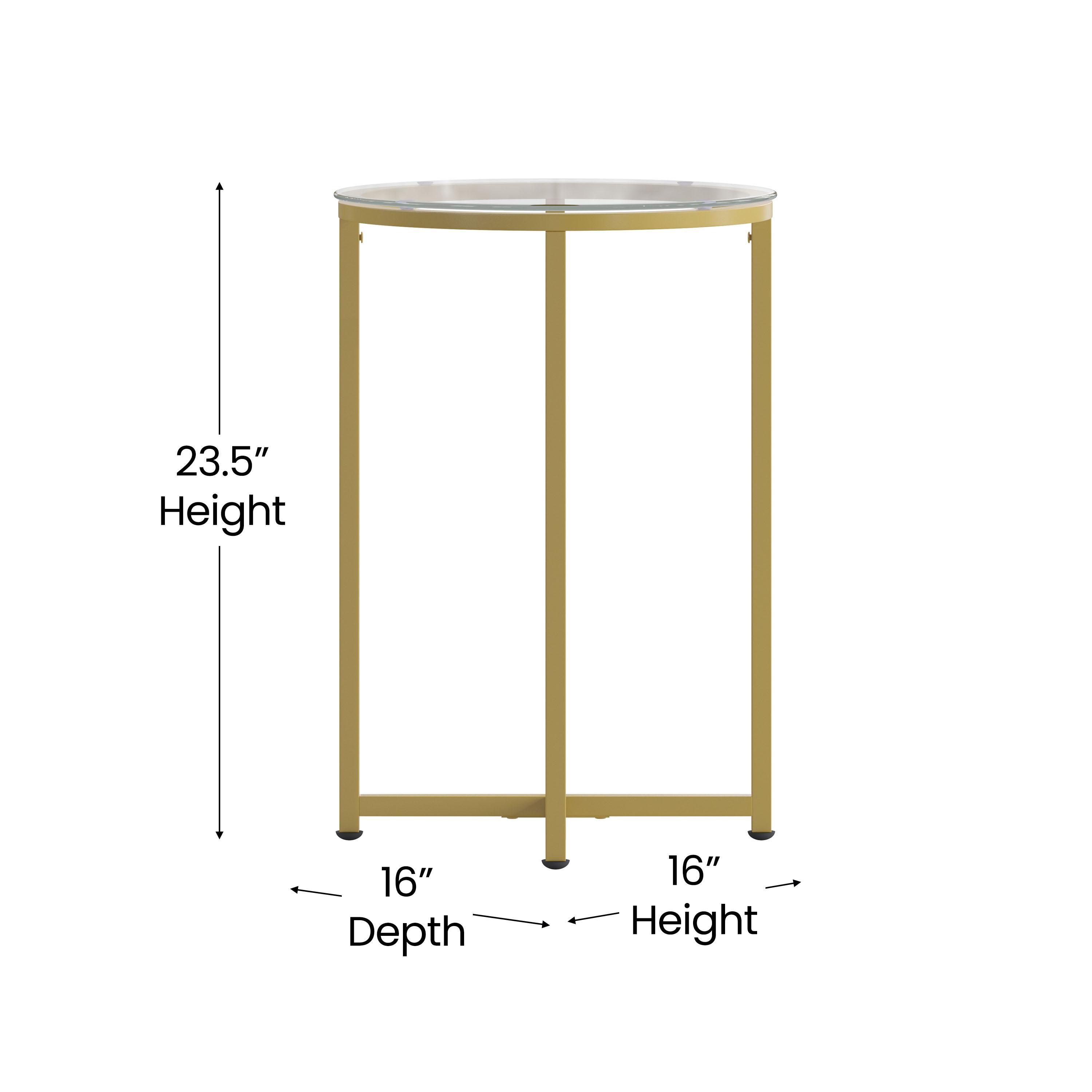 Flash Furniture Greenwich Collection End Table - Modern Clear Glass Accent Table with Crisscross Brushed Gold Frame