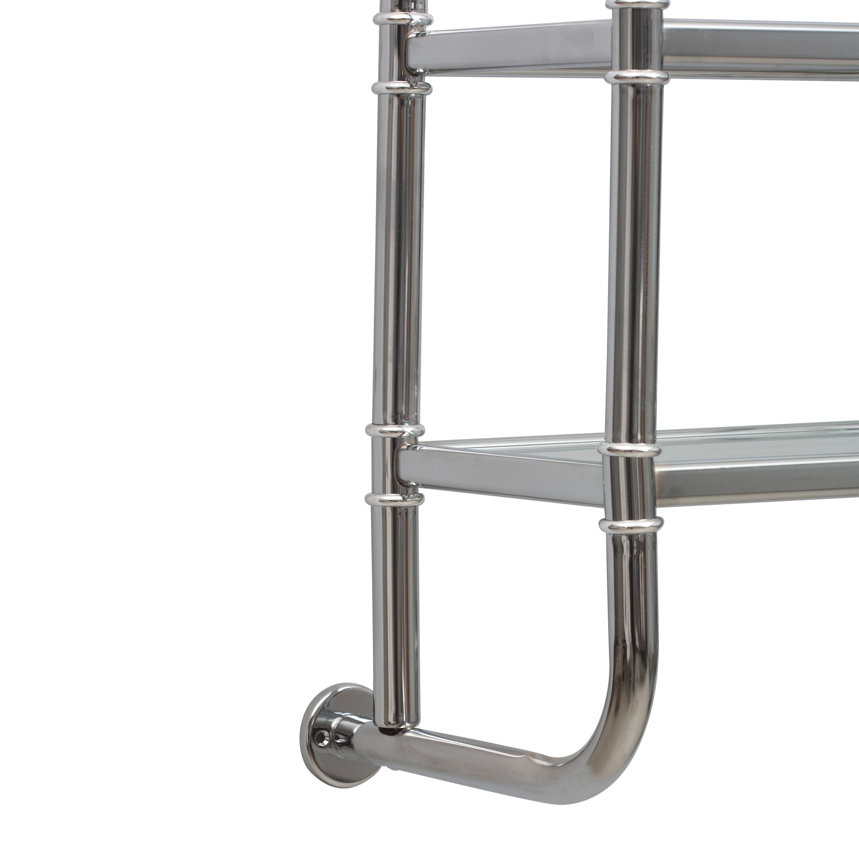Organize It All Two Tier Bath Shelf Chrome : Microfiber, Machine Washable, Non-Slip Backing