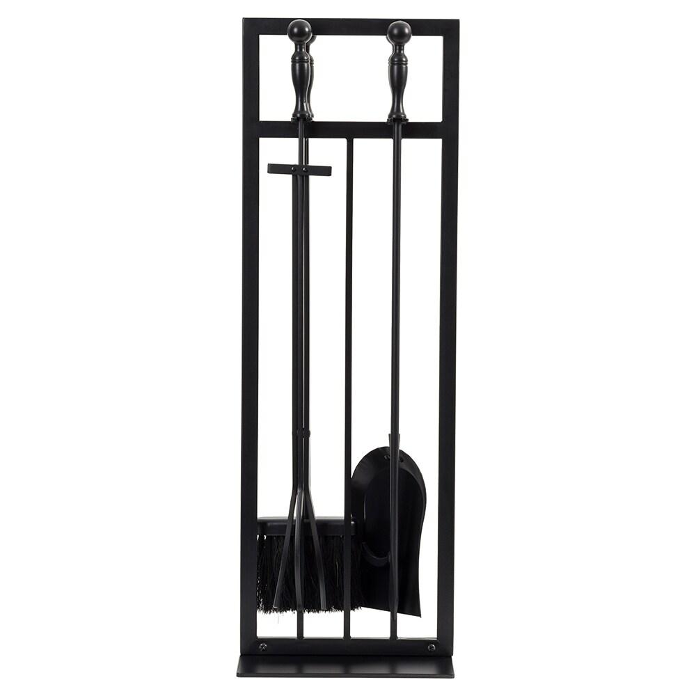 Country Living Pinecrest Black Fireplace Tool Set - Includes Brush, Shovel, Poker, Tongs & Stand