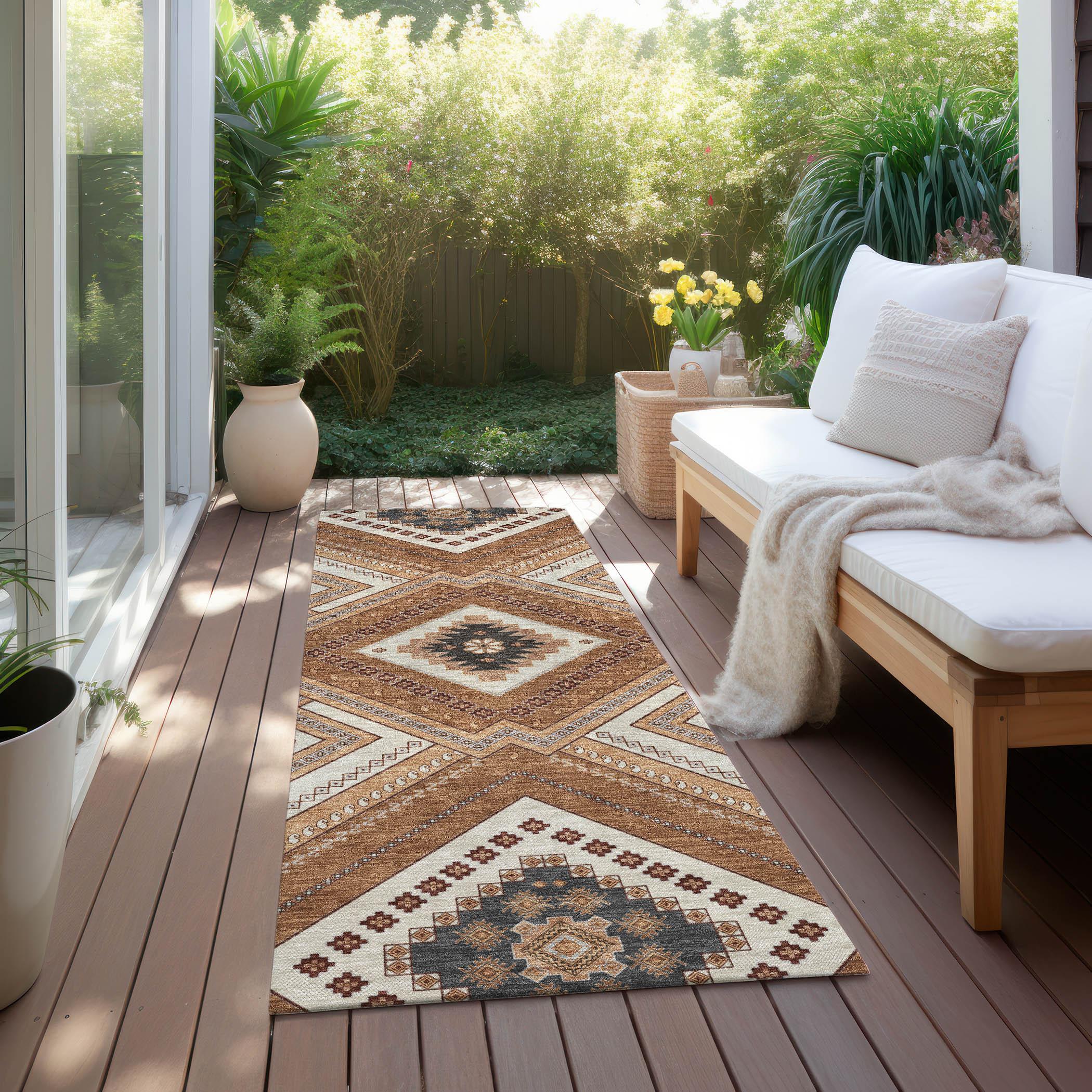 Machine Washable Indoor/Outdoor Chayden ACN1010 Copper 8' x 8' Round Rug