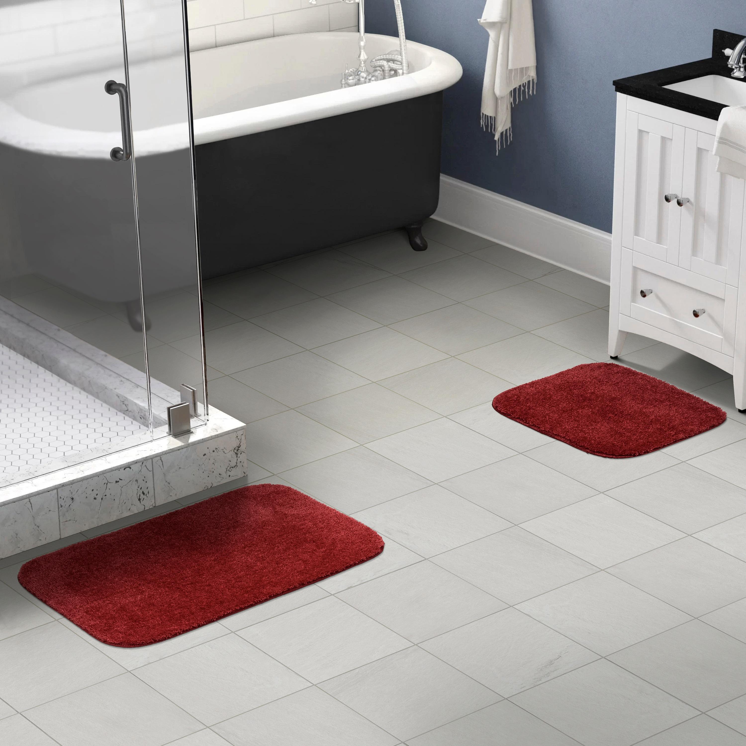 2pc Traditional Washable Nylon Bath Rug Set Red - Garland: Machine Made, Latex Backing, Tufted Texture