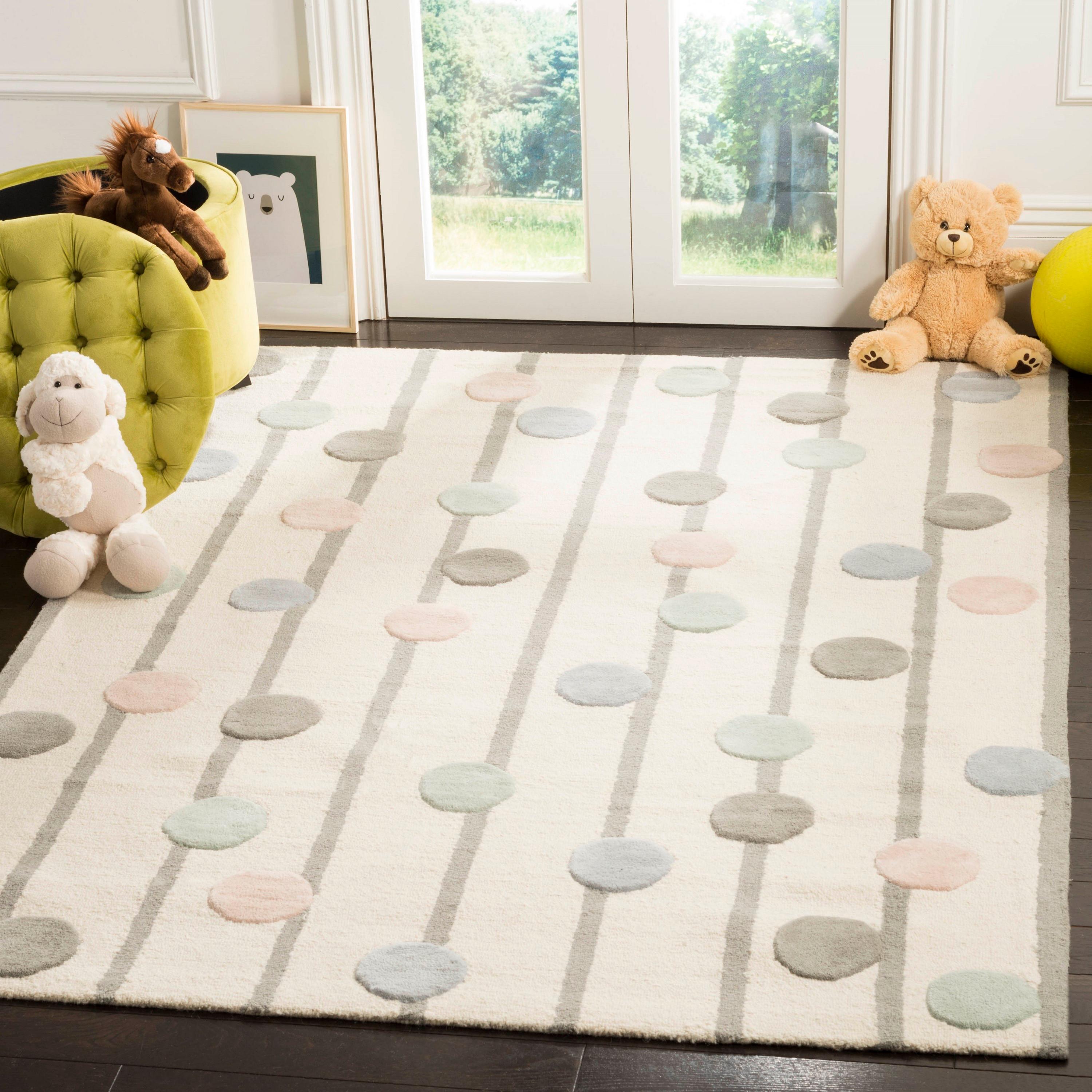 SAFAVIEH Kids Confetti Wool Area Rug, Ivory/Multi, 5' x 7'