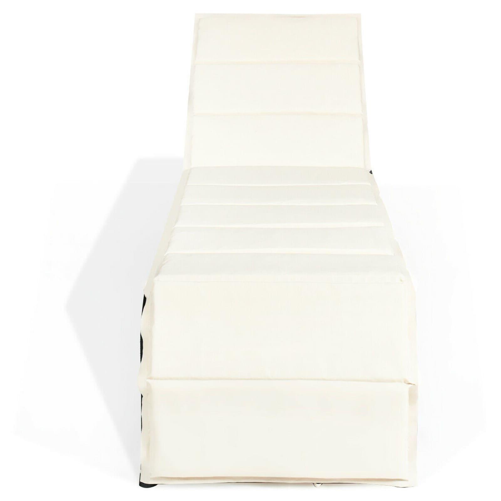 GVN Outdoor Chaise Lounge Rattan Patio Lounge Chair Back Adjustable Chaise Recliner, Outdoor Lounge Recliner Chair with Cushioned for Pool Backyard Beach White