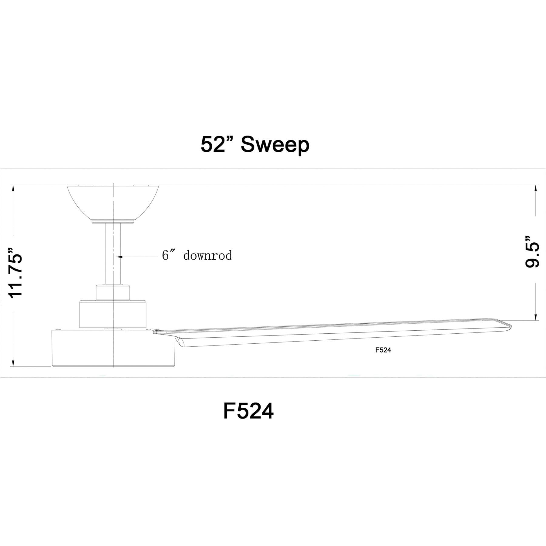 52" Roto 3 - Blade Propeller Ceiling Fan with Wall Control