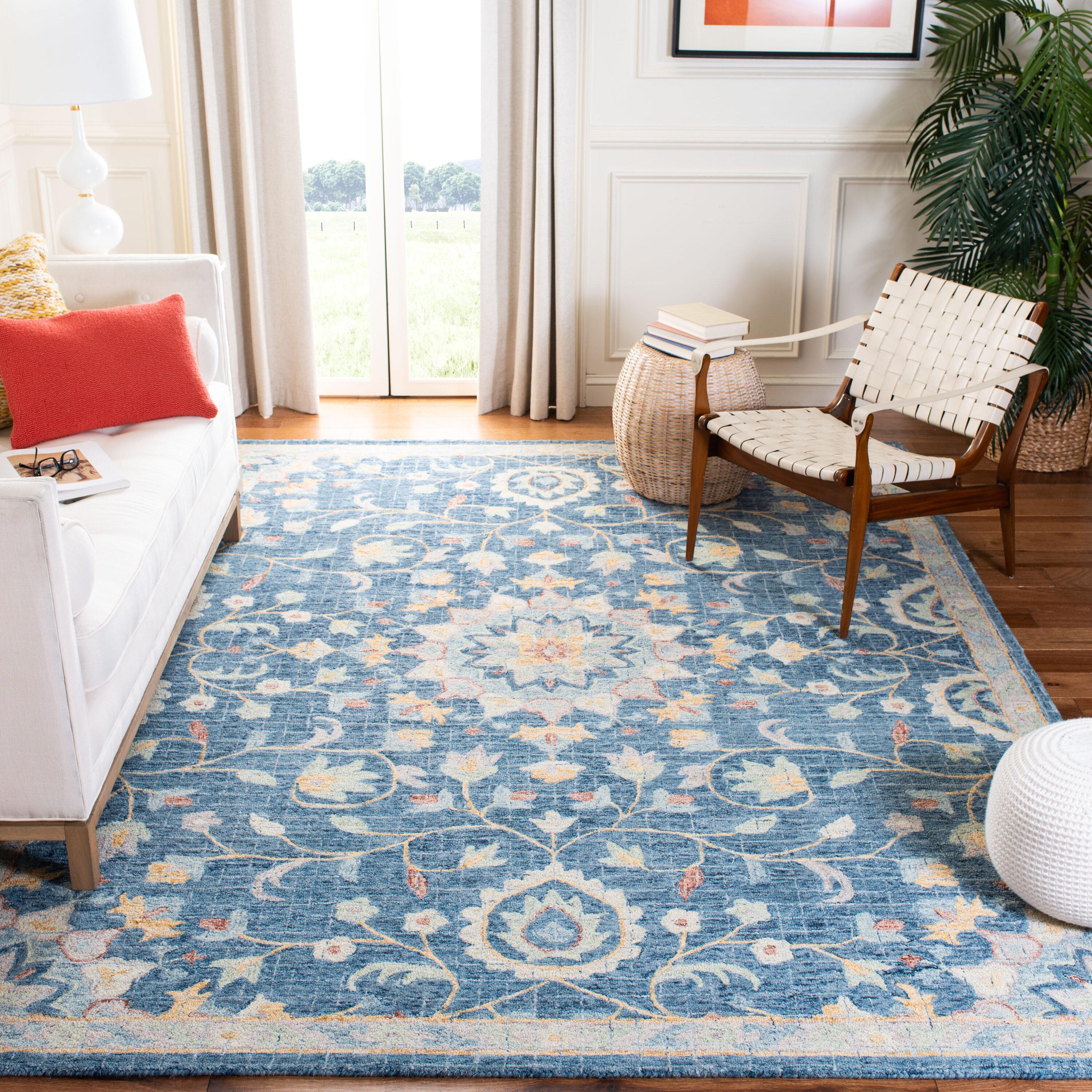 Blossom BLM813 Hand Tufted Area Rug - Navy/Multi - 8'x10' - Safavieh.