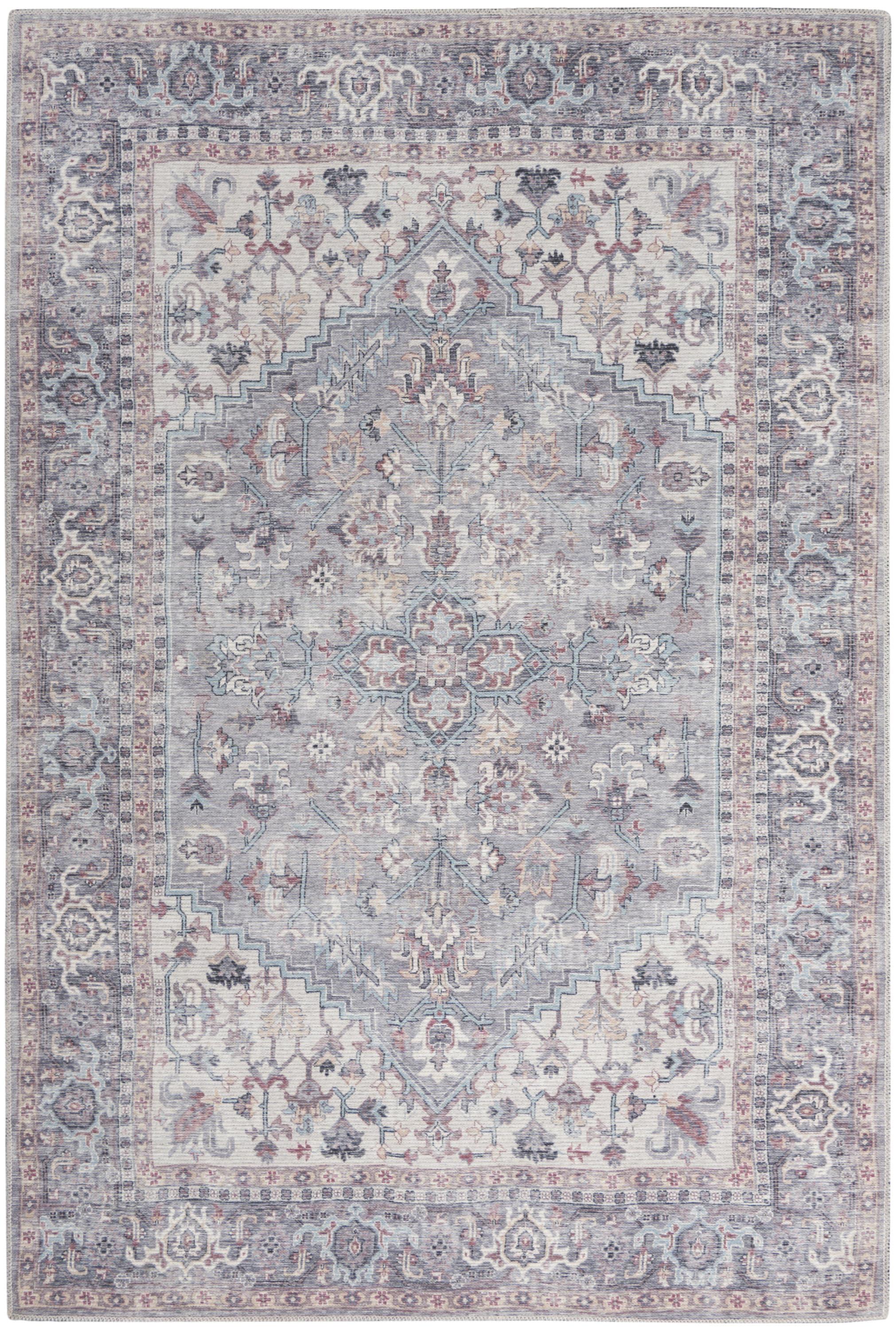 Machine Washable Oriental Gray Area Rug