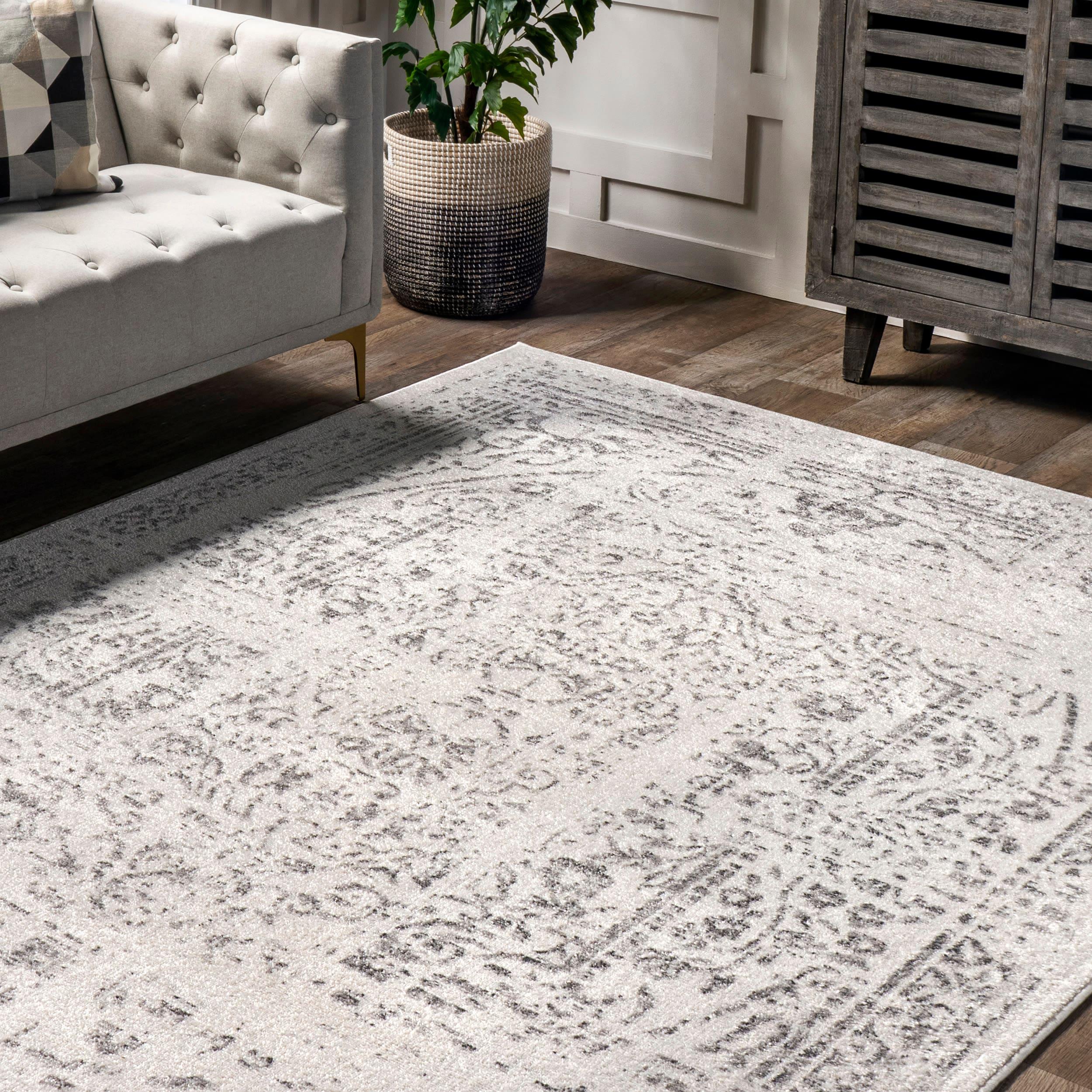 Nuloom Arlena Medallion 10x13 Indoor Area Rug for Living Room Bedroom Dining Room Kitchen, Grey/Ivory