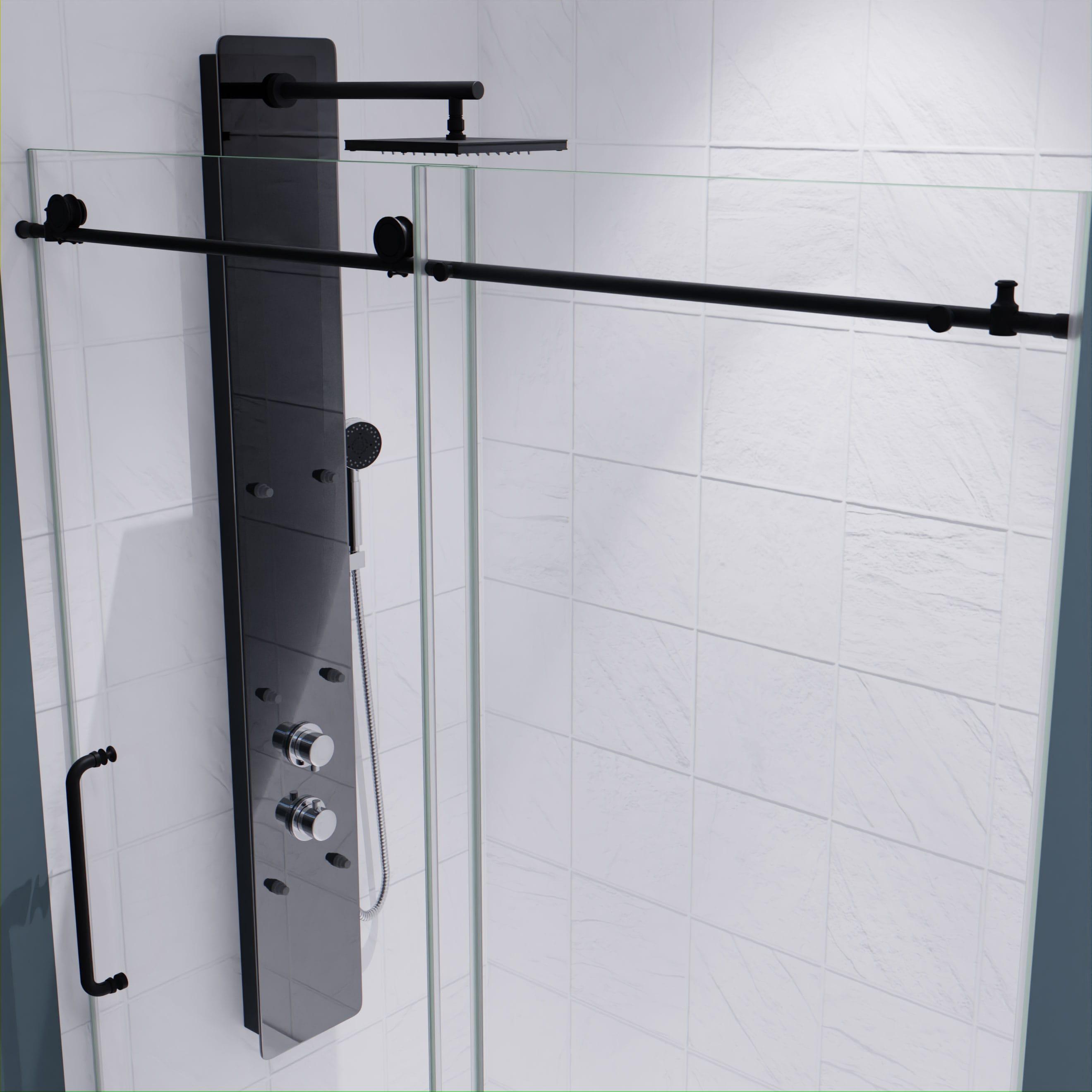 Leon 56"-60" W x 76" H Single Sliding Frameless Shower Door with Tsunami Guard