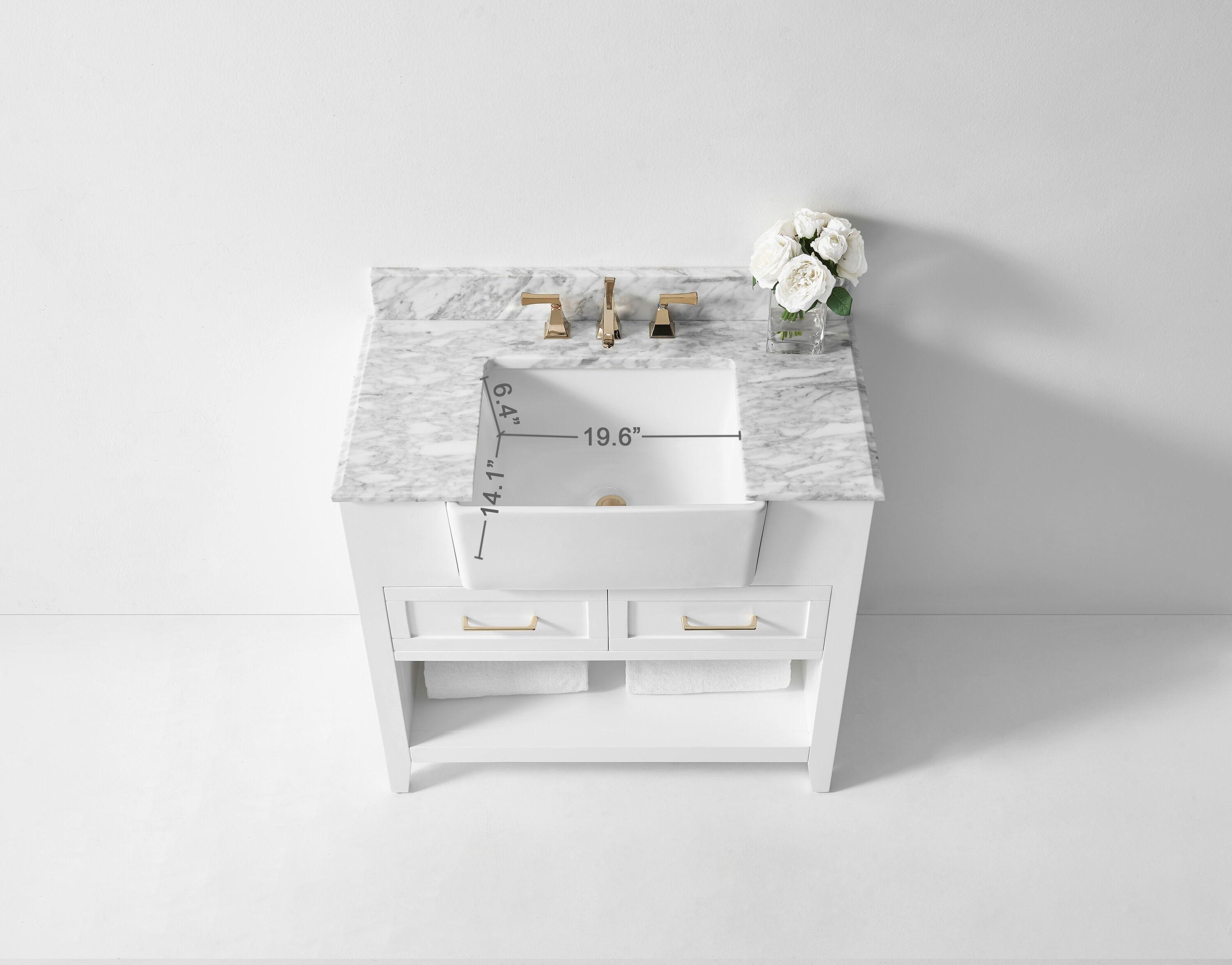 Ancerre Designs Hayley 36" Farmhouse Wood Bathroom Vanity Set in White