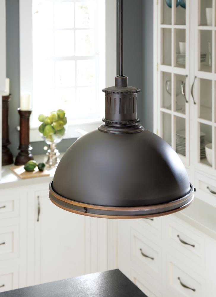 Autumn Bronze Industrial Bowl Pendant with Clear Textured Glass Shade