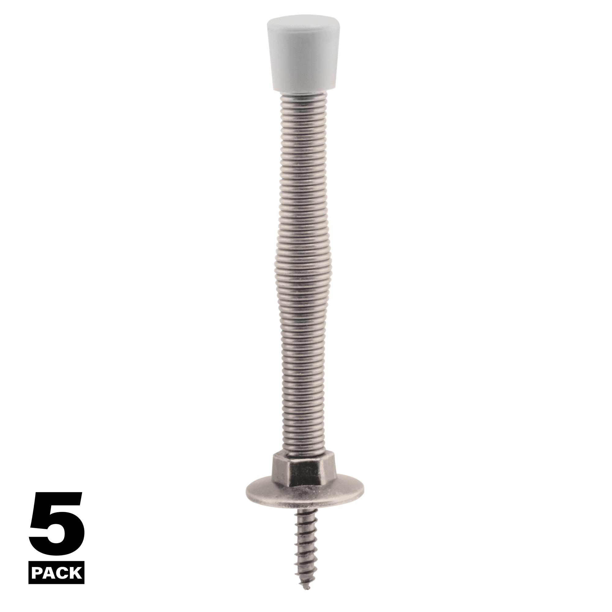 Prime-Line Door Stop, Spring Steel, Satin Nickel, Rubber Tip, Baseboard Mount (Single Pack)
