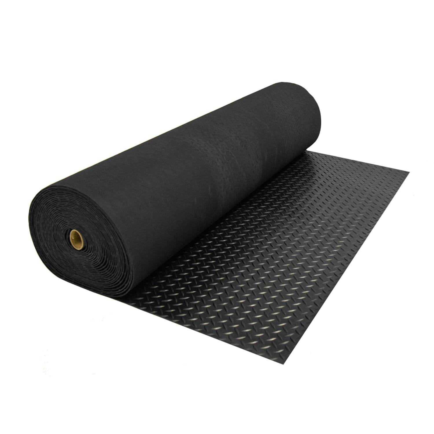 Rubber-Cal, Inc. Rubber-Cal "Diamond-Plate" Rubber Flooring Rolls Rubber-Cal, Inc. 48'' W x 24'' L Garage Flooring in Black