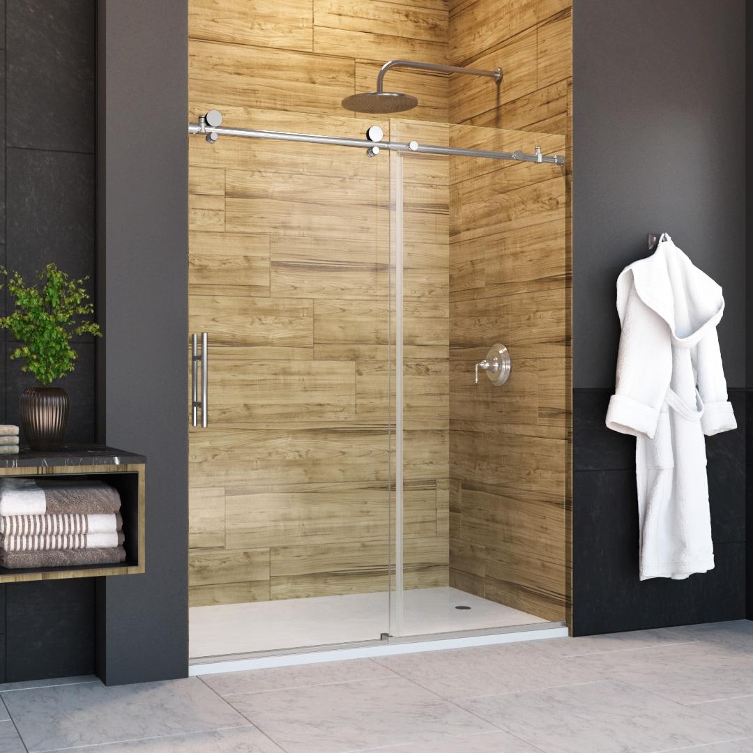 Eclipse 56" W x 74" H Single Sliding Frameless Shower Door