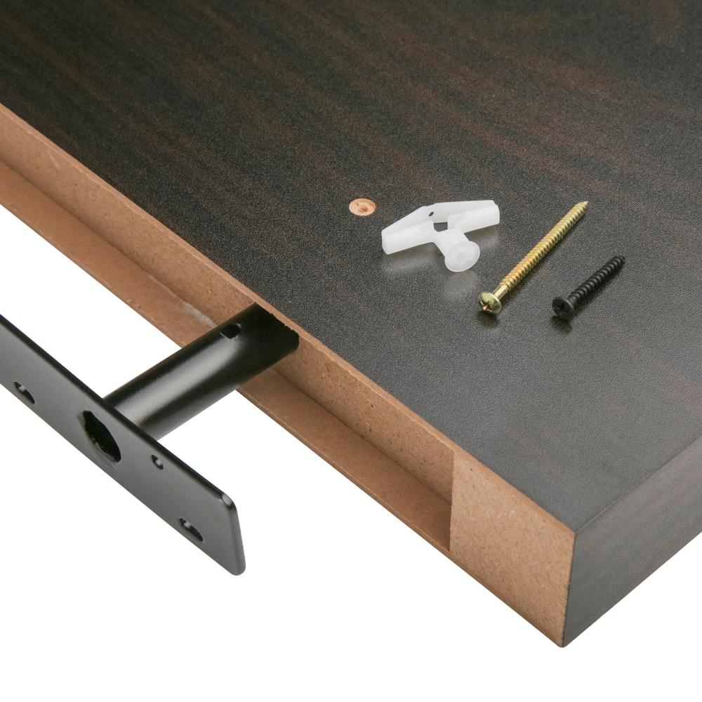 InPlace 24" Floating Shelf Wall Mounted Hidden Brackets Espresso : Modern Decor, Wood Composite, Includes Mounting Hardware