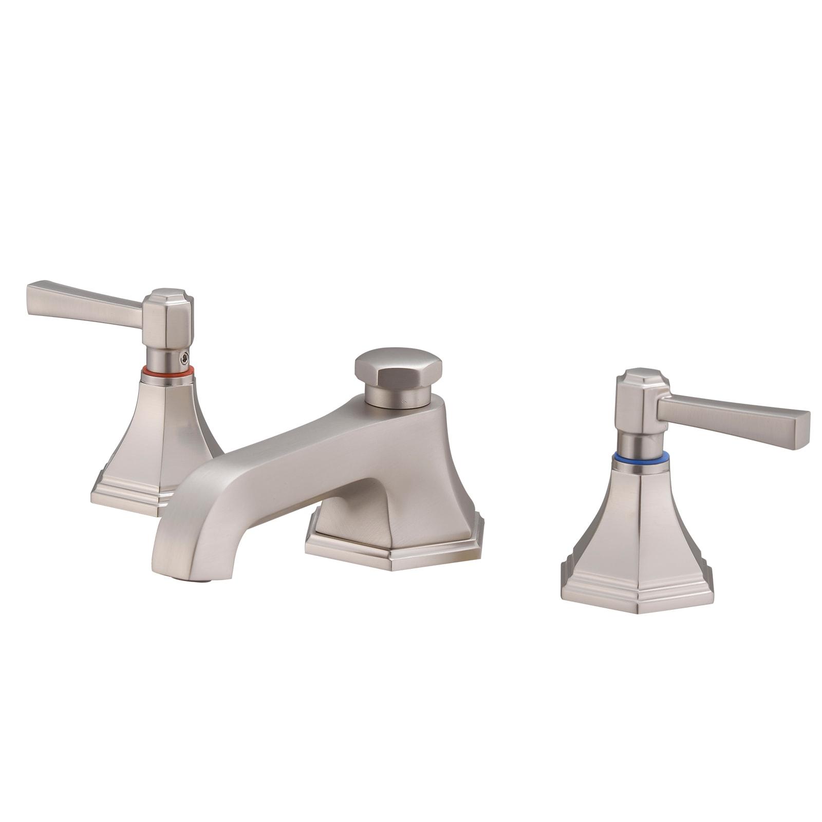 BWE 8 in. Widespread Double Handle 3 Hole Bathroom Faucet Water-Saving With Metal Drain