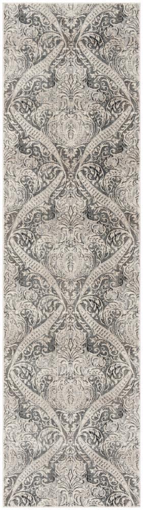 SAFAVIEH Vintage Persian Bear Geometric Polyester Runner Rug, Grey/Charcoal, 2'2" x 12'