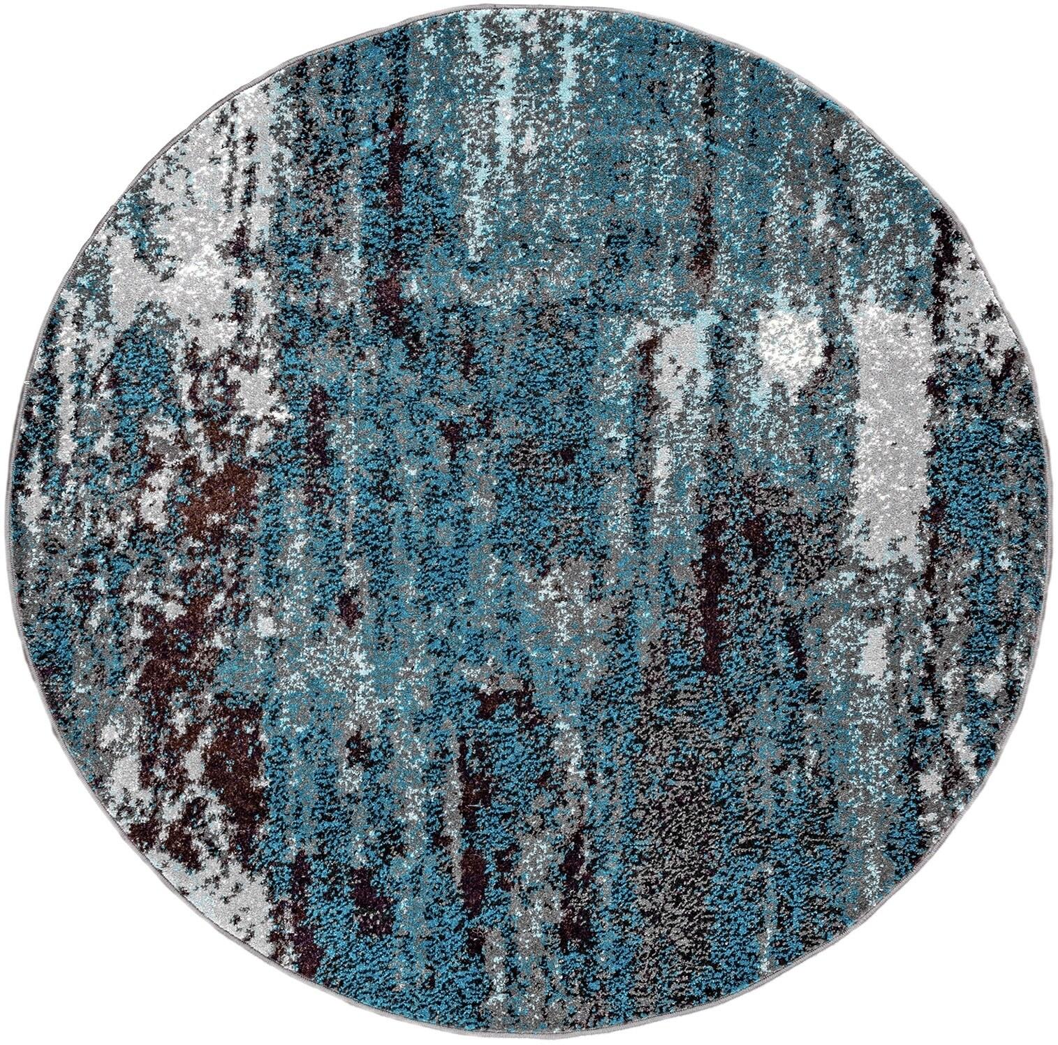 Nuloom Haydee Abstract 5 Round Indoor Area Rug for Living Room Bedroom Dining Room Kitchen, Teal/Ivory