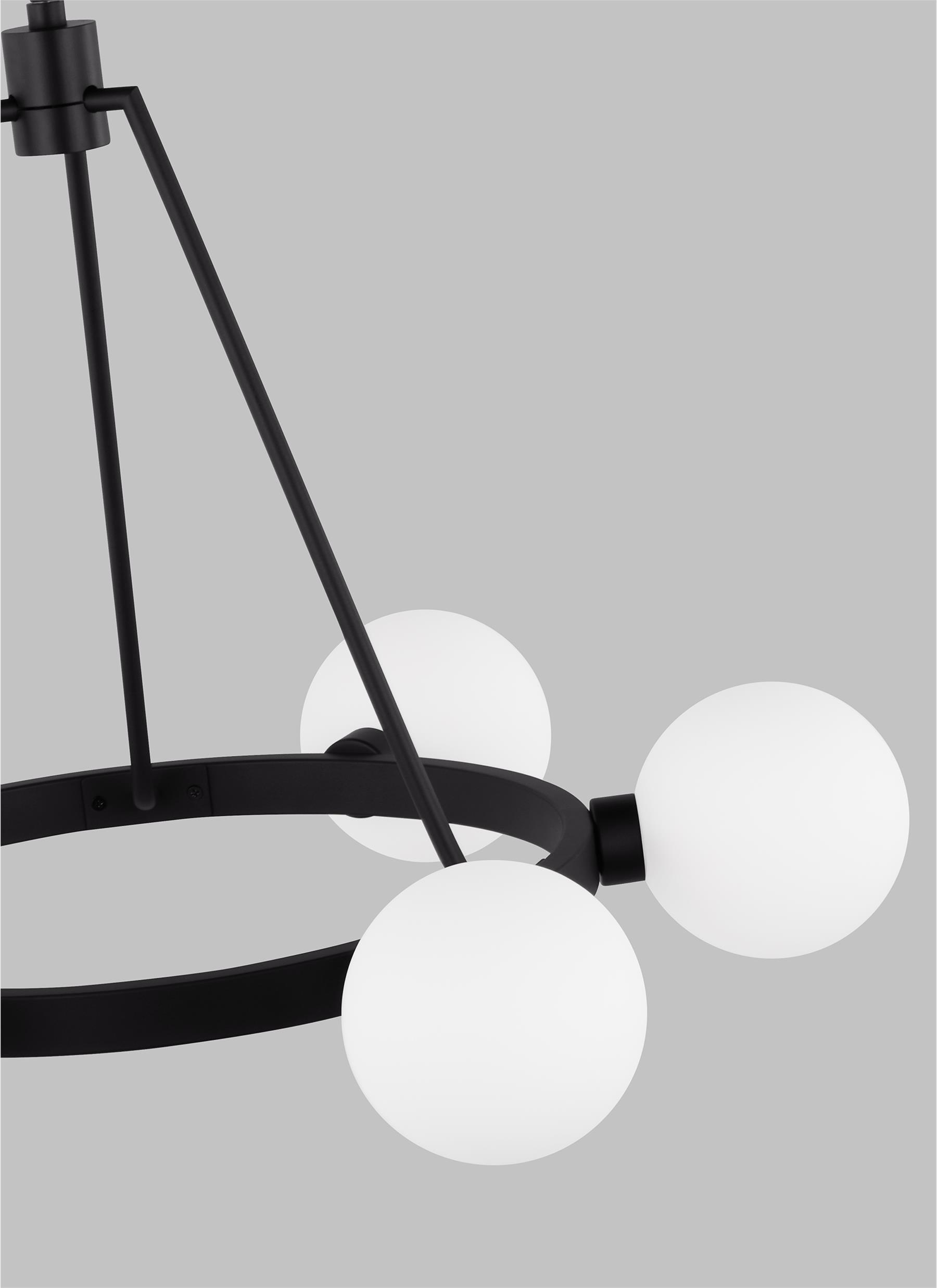 Clybourn 6-Light Midnight Black Chandelier with Milk Glass Shades