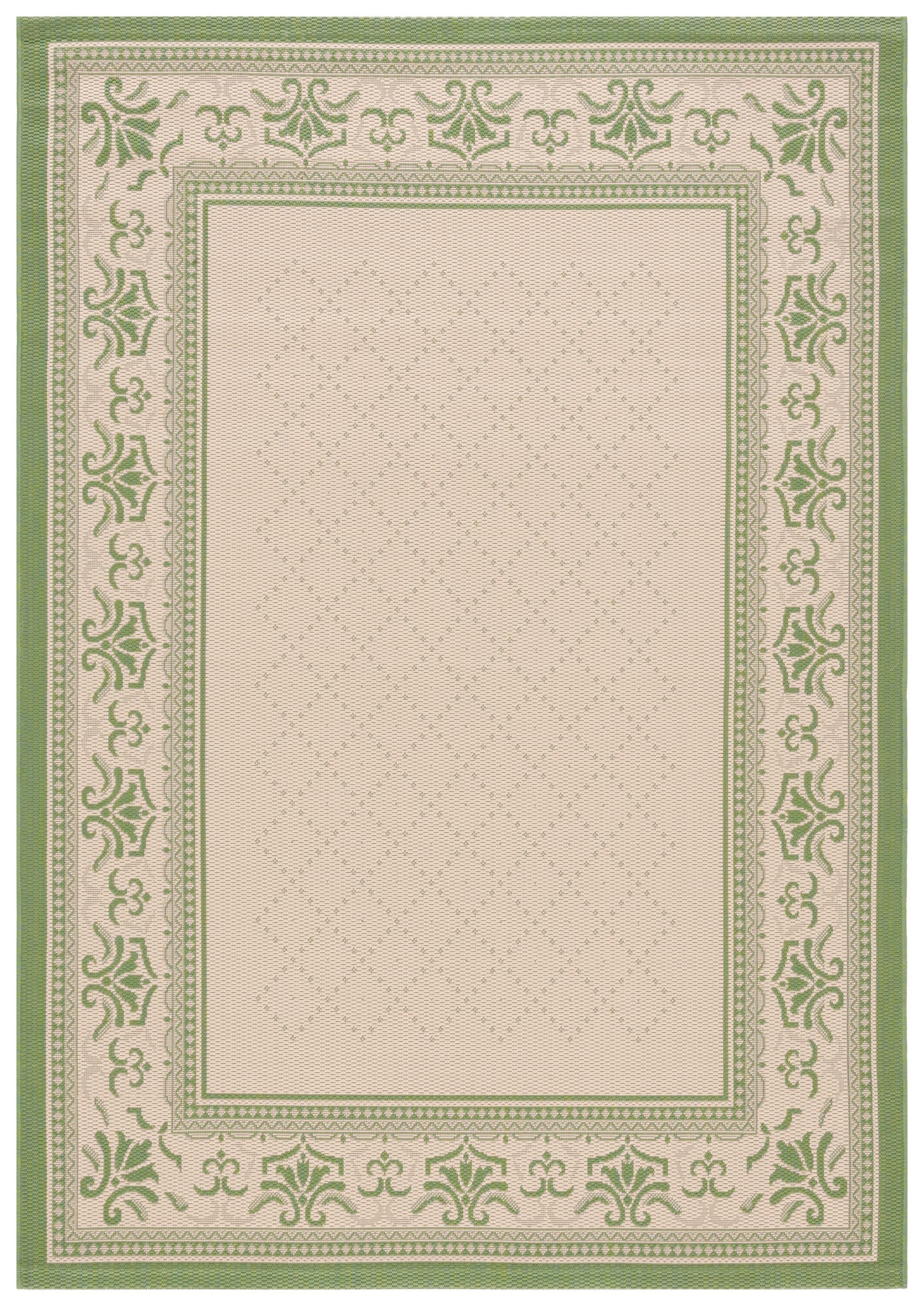 Courtyard CY0901 Power Loomed Indoor and Outdoor Area Rug - Natural/Olive - 4'x5'7" - Safavieh