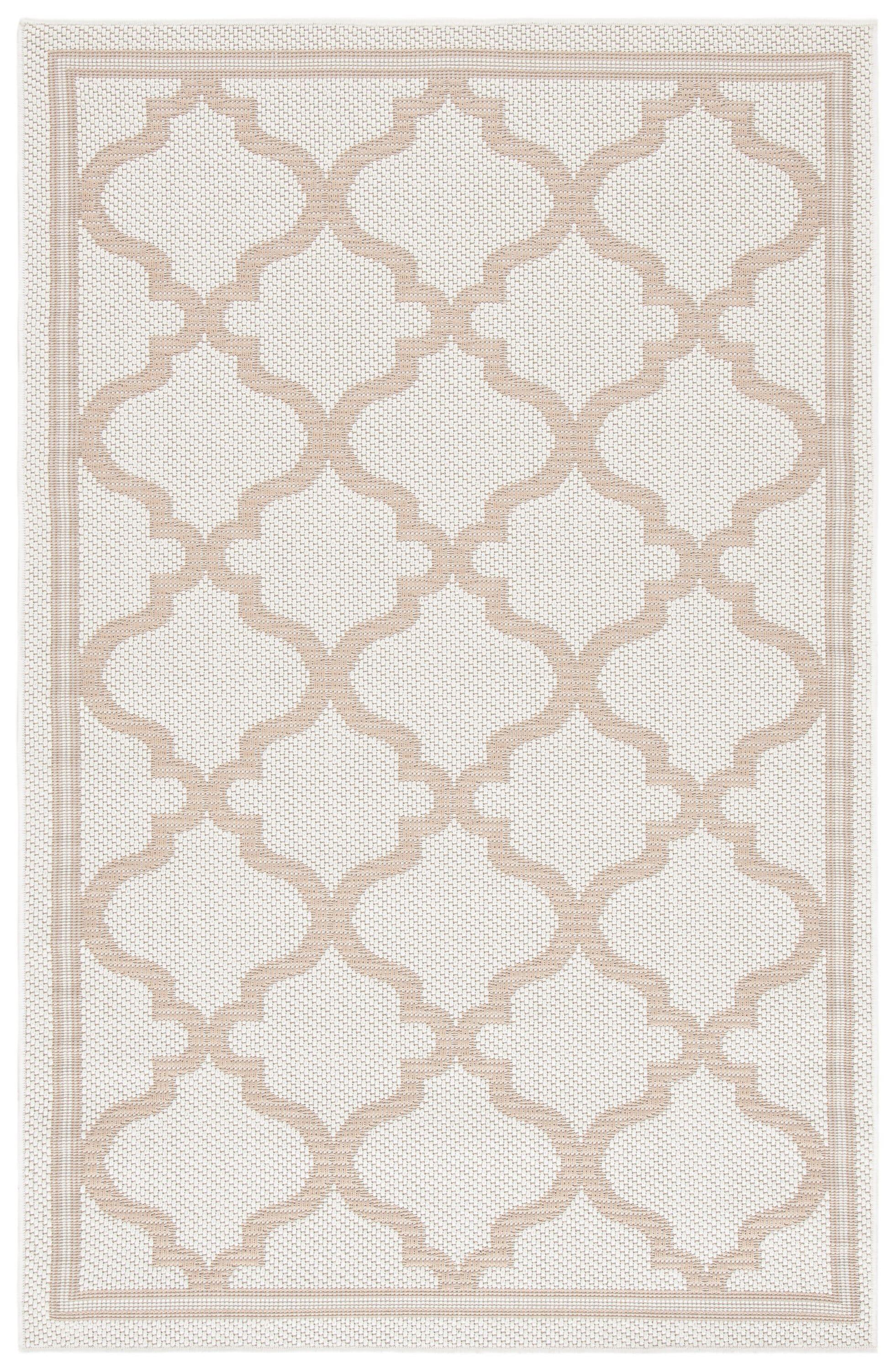 SAFAVIEH Bermuda Tamaya Geometric Machine Washable Indoor/Outdoor Area Rug, Ivory/Beige, 3' x 5'