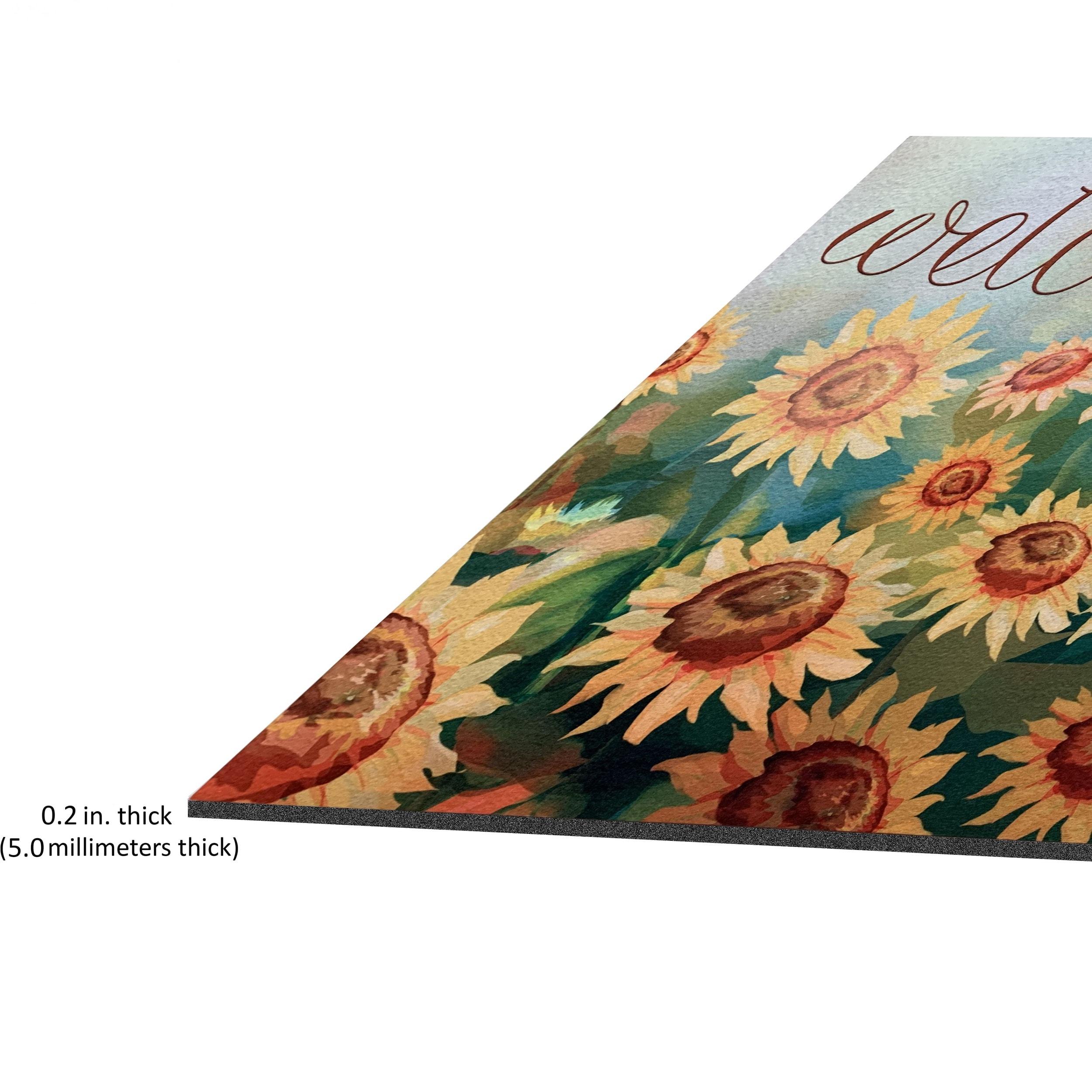 Achim Welcome Rubber Outdoor Doormat, Sunflower Field, 18" x 30"