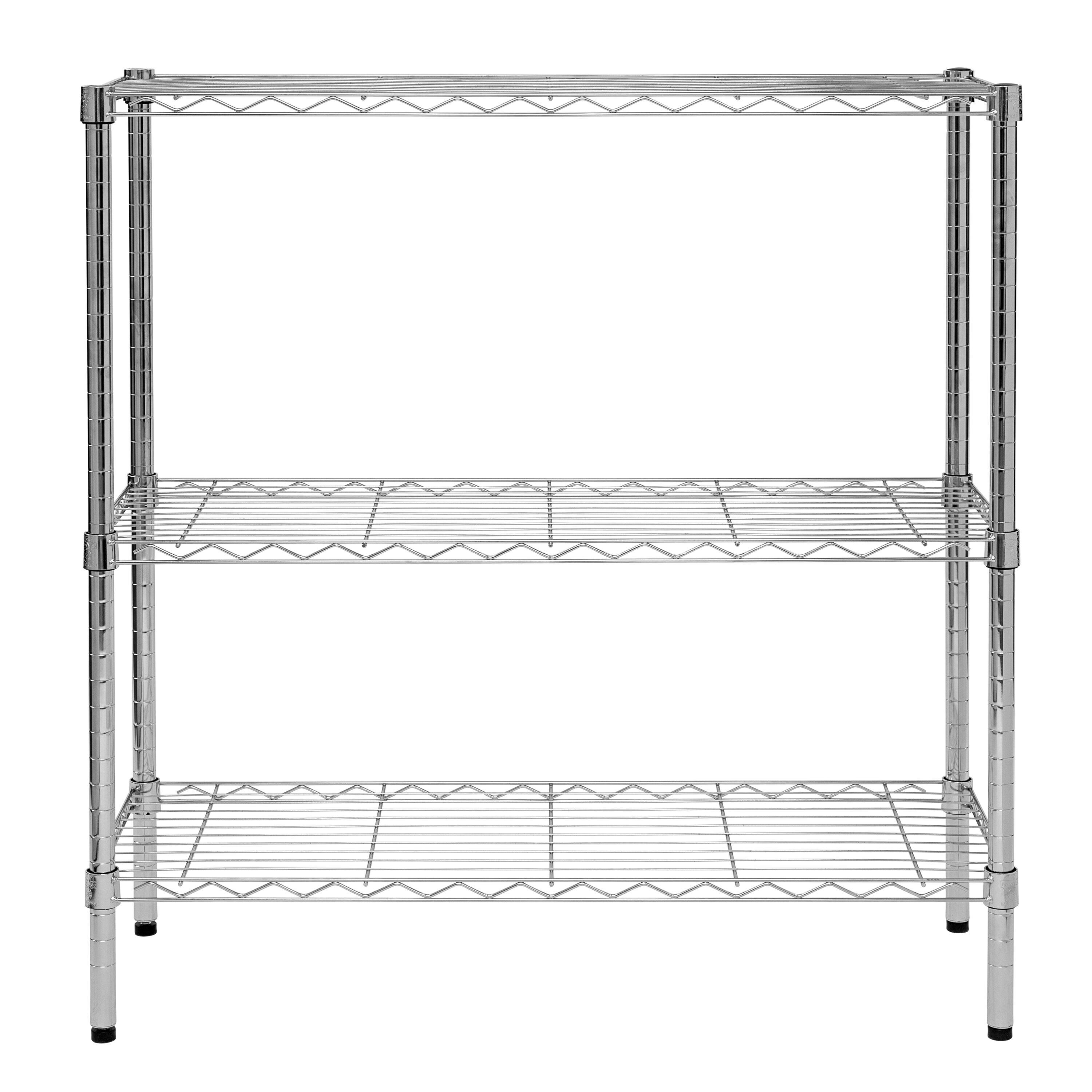 Honey-Can-Do 3-Shelf Steel Heavy Duty Adjustable Storage Shelves, Chrome, Holds up to 200 lb per Shelf